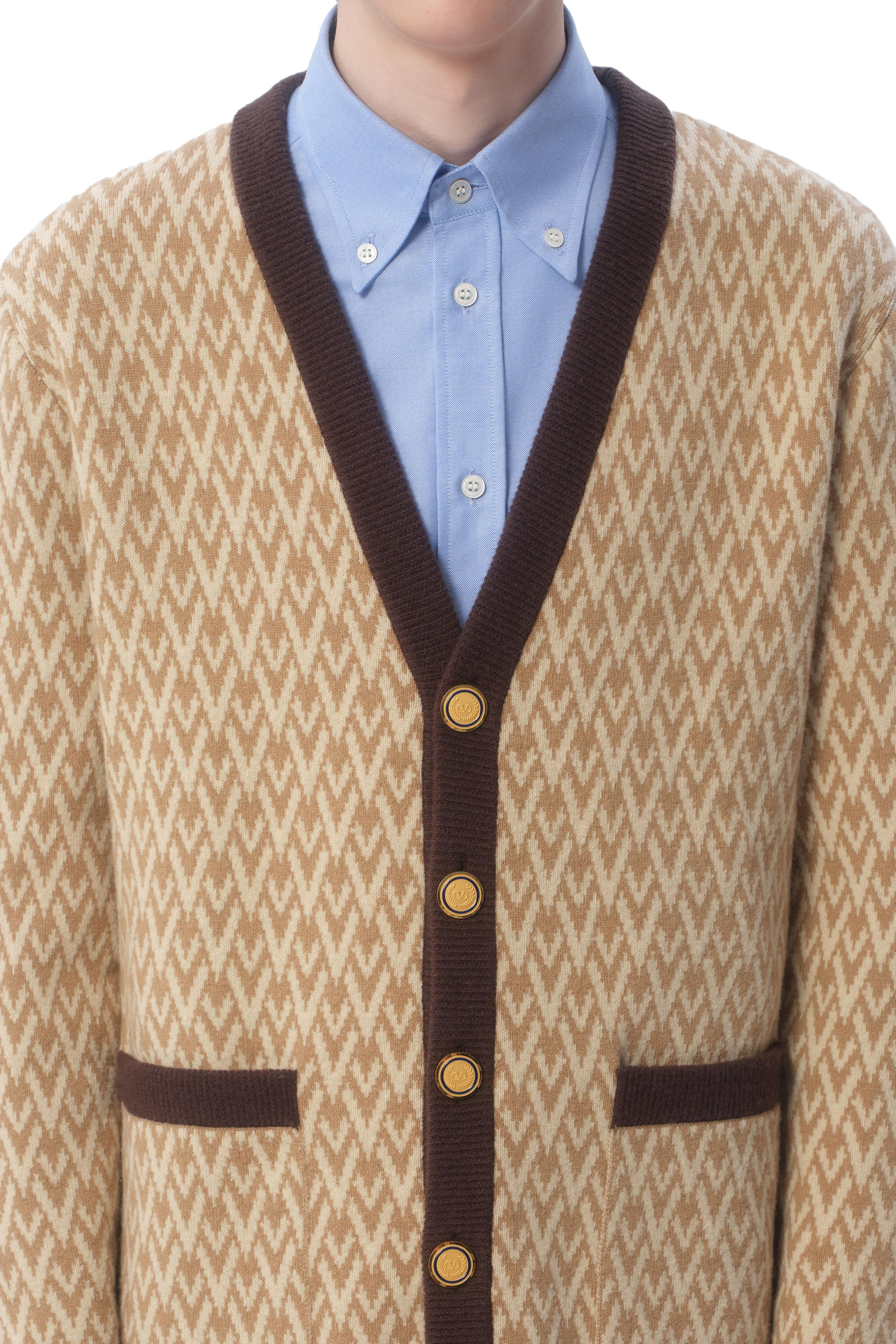 Toute La V Pattern Wool Cardigan