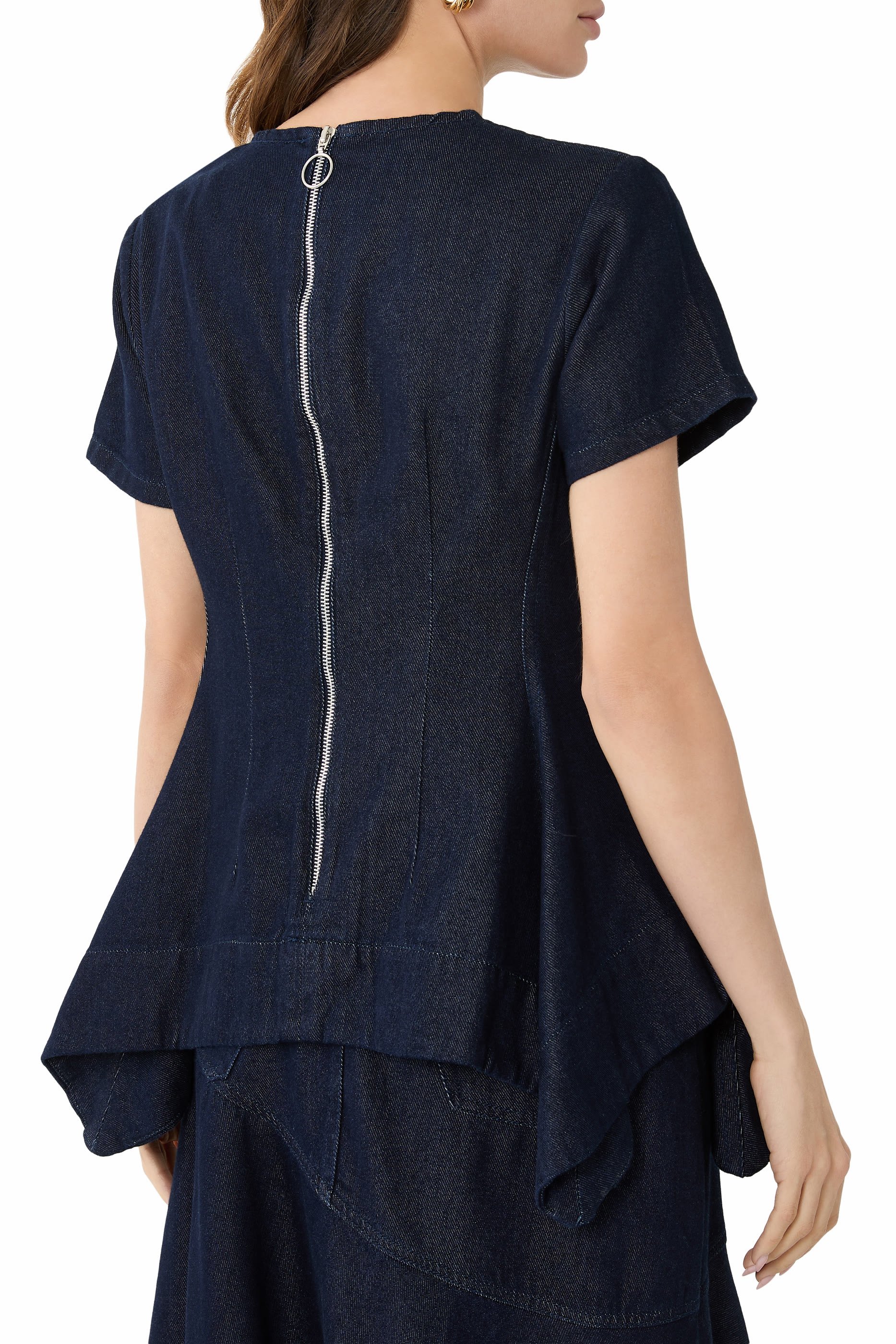 Flower Denim Cap Sleeve Top