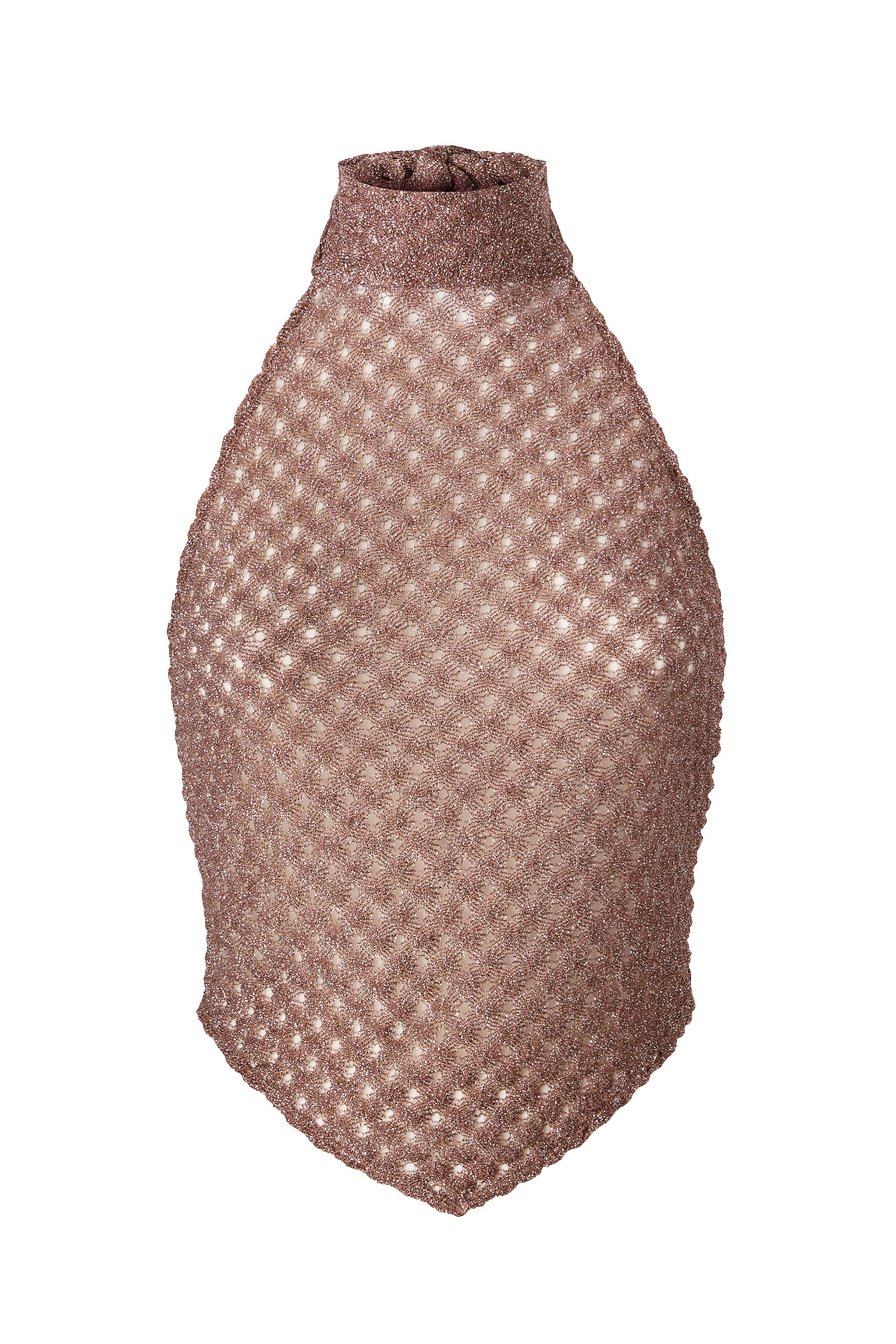 Open-Knit Lam&eacute; Halterneck Top