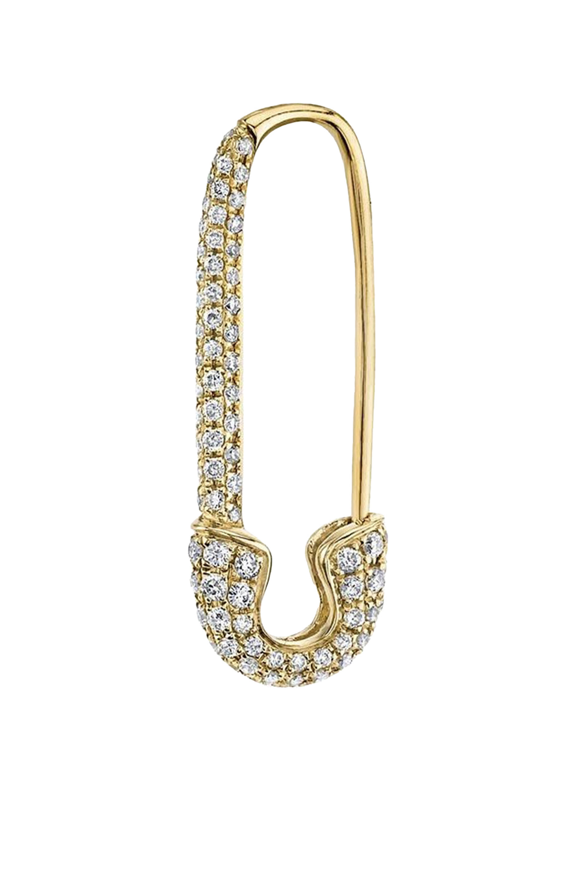 Diamond Safety Pin Earring Right, 18k Yellow Gold & Diamonds