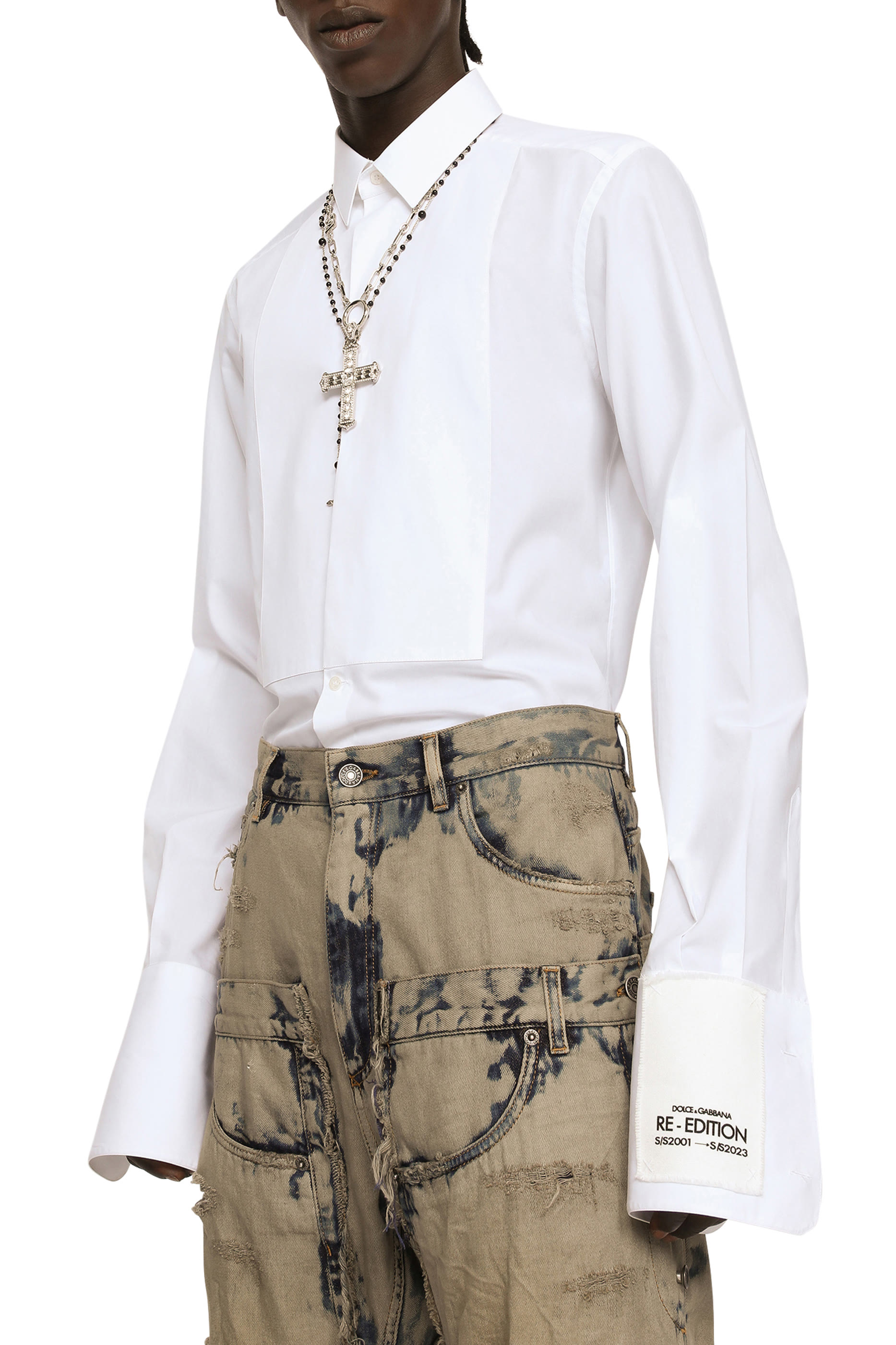 Cotton Poplin Tuxedo Shirt