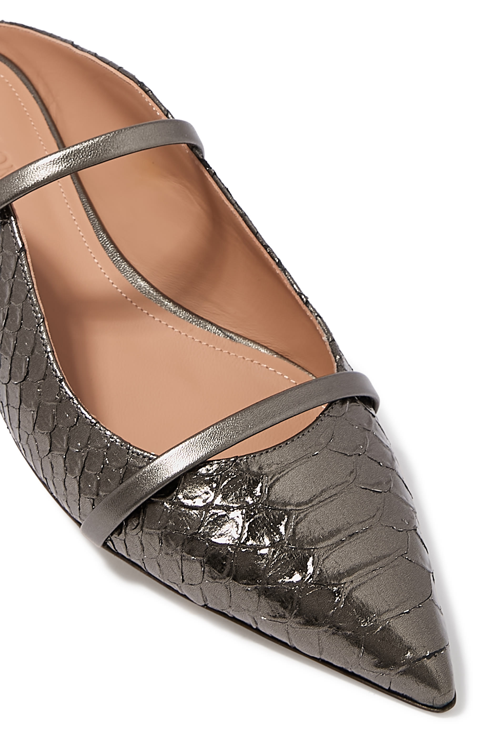 Maureen Pointed Toe Metallic Leather Flats 