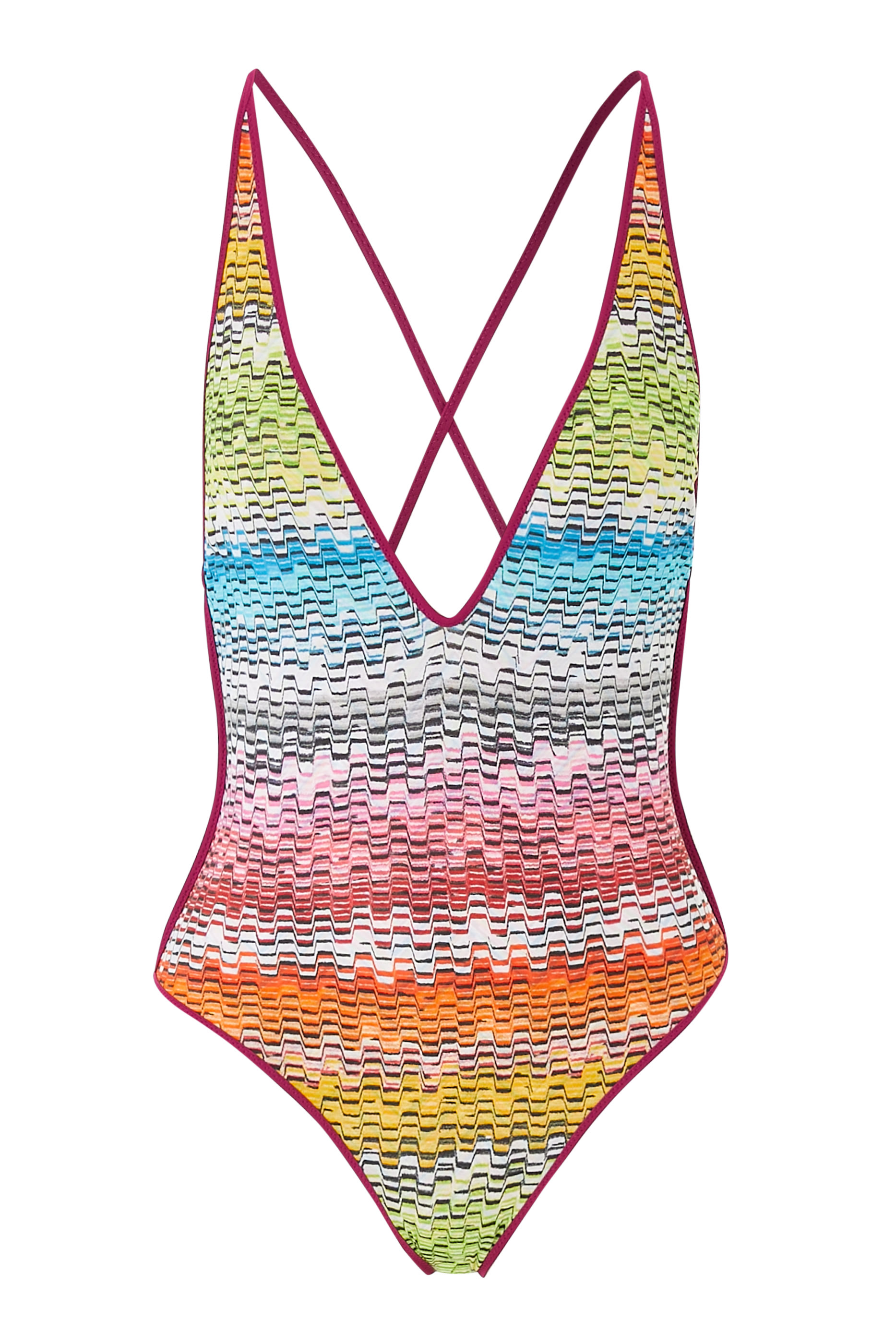 Mare Chevron Lycra Reversible Plunge One Piece Swimsuit