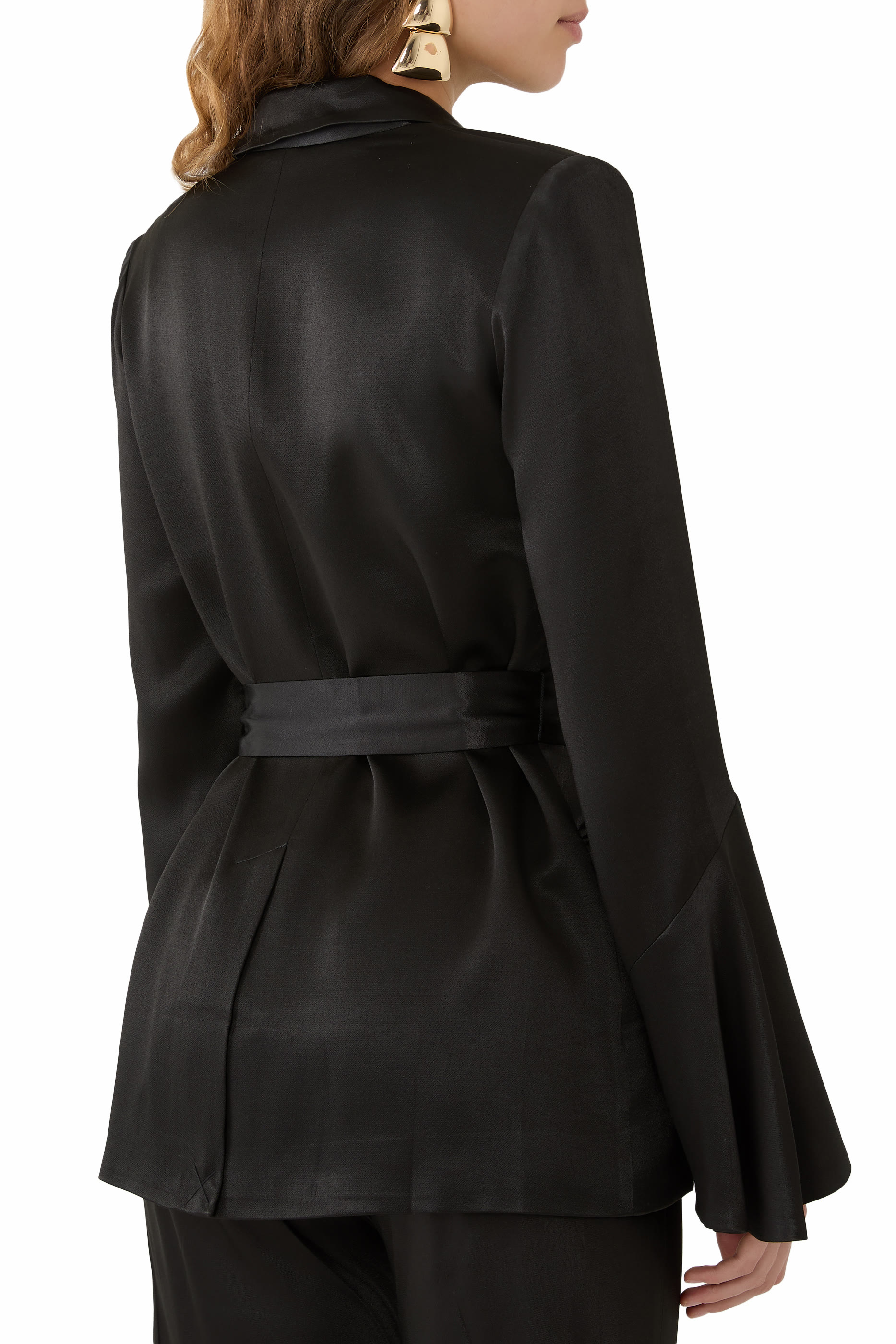 La Lune Flared Sleeves Belted Blazer