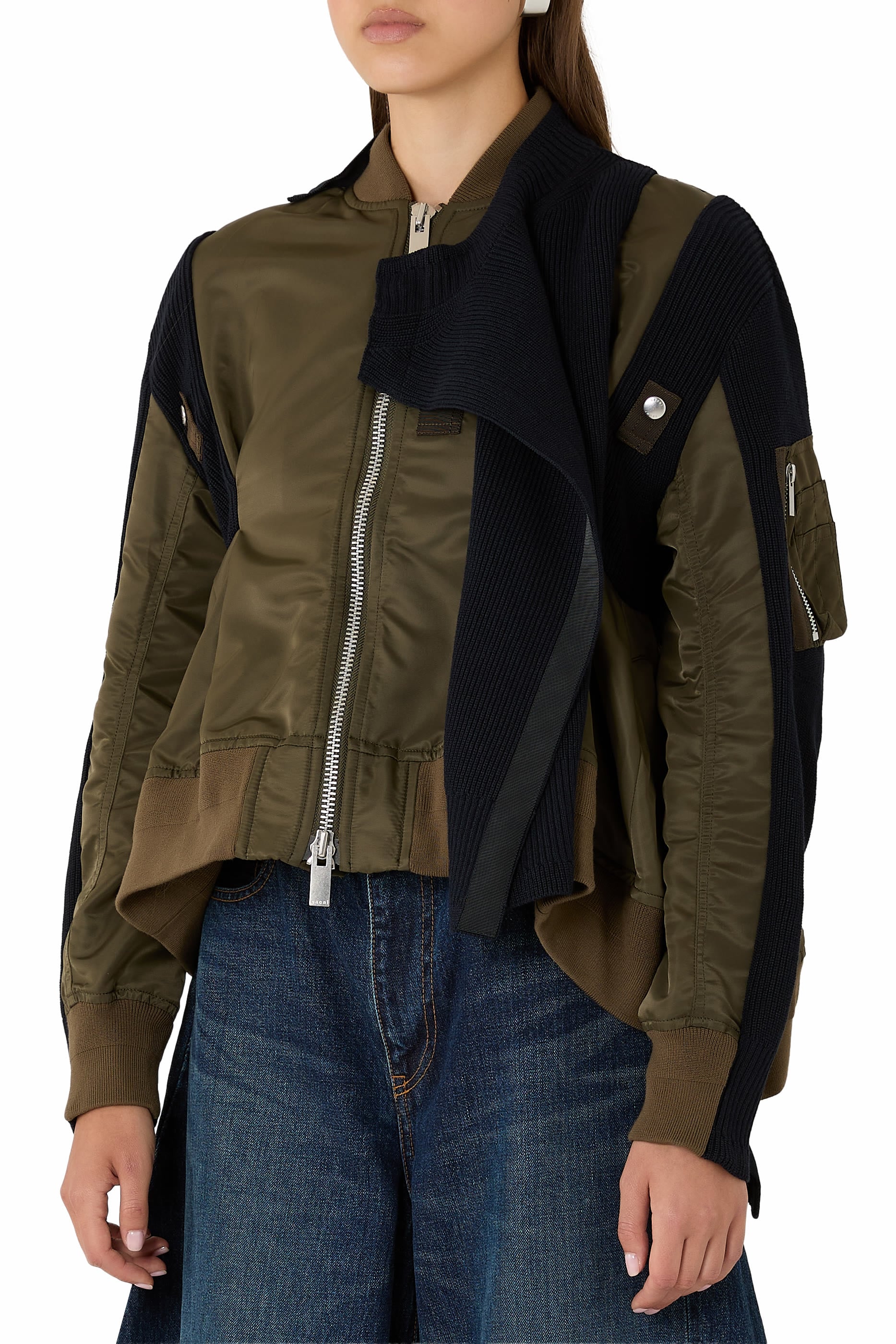 Ribbed Collar Knit Blouson