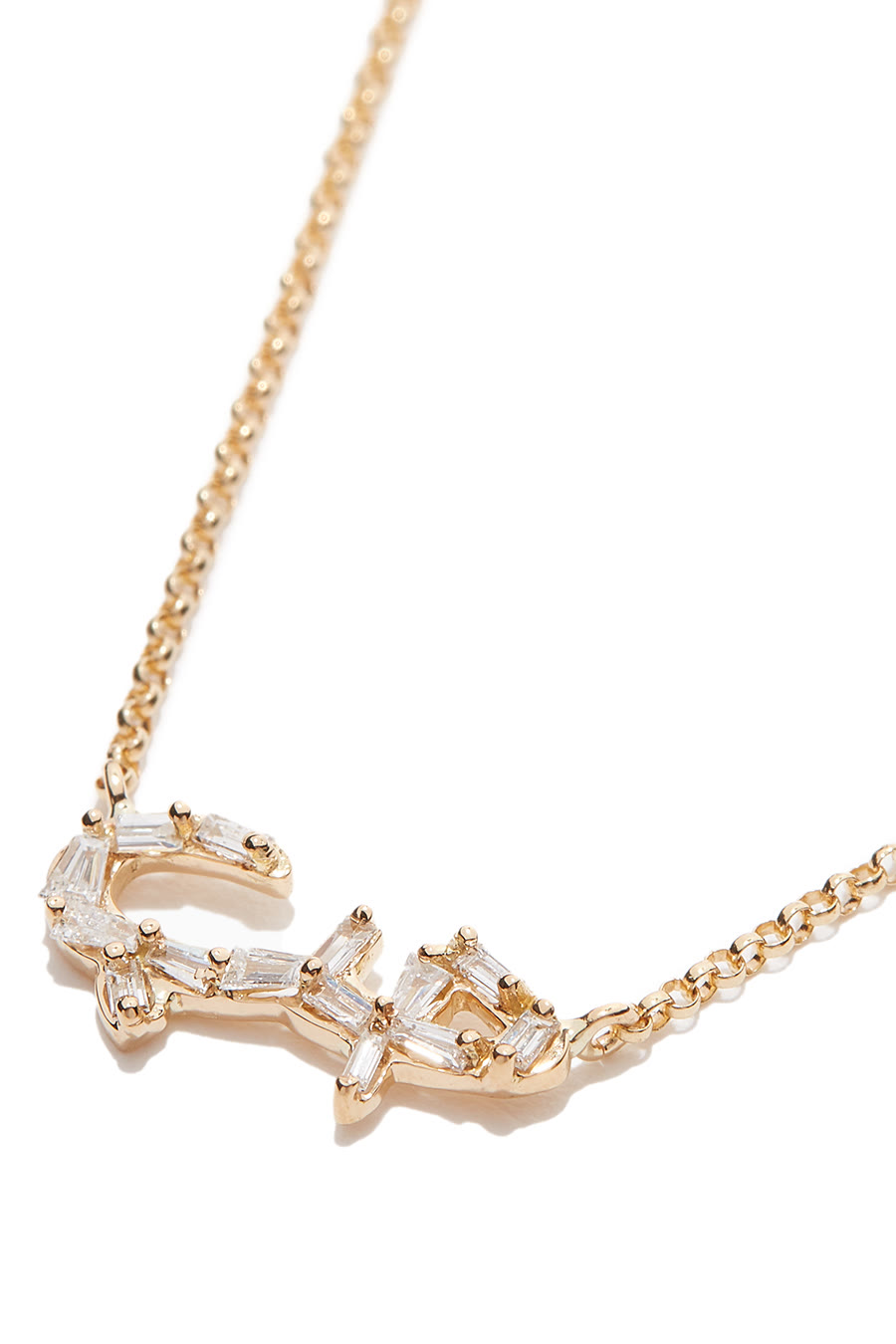 Hob/Love Necklace, 18k Yellow Gold &  Baguette Diamonds