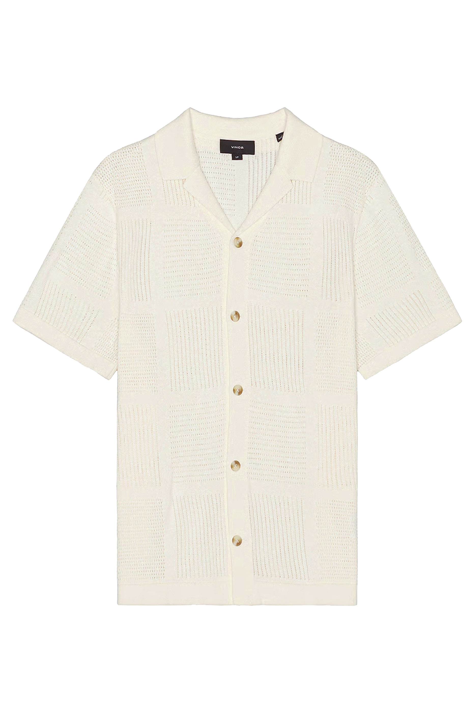 Patchwork Pointelle Short Sleeves Shirt