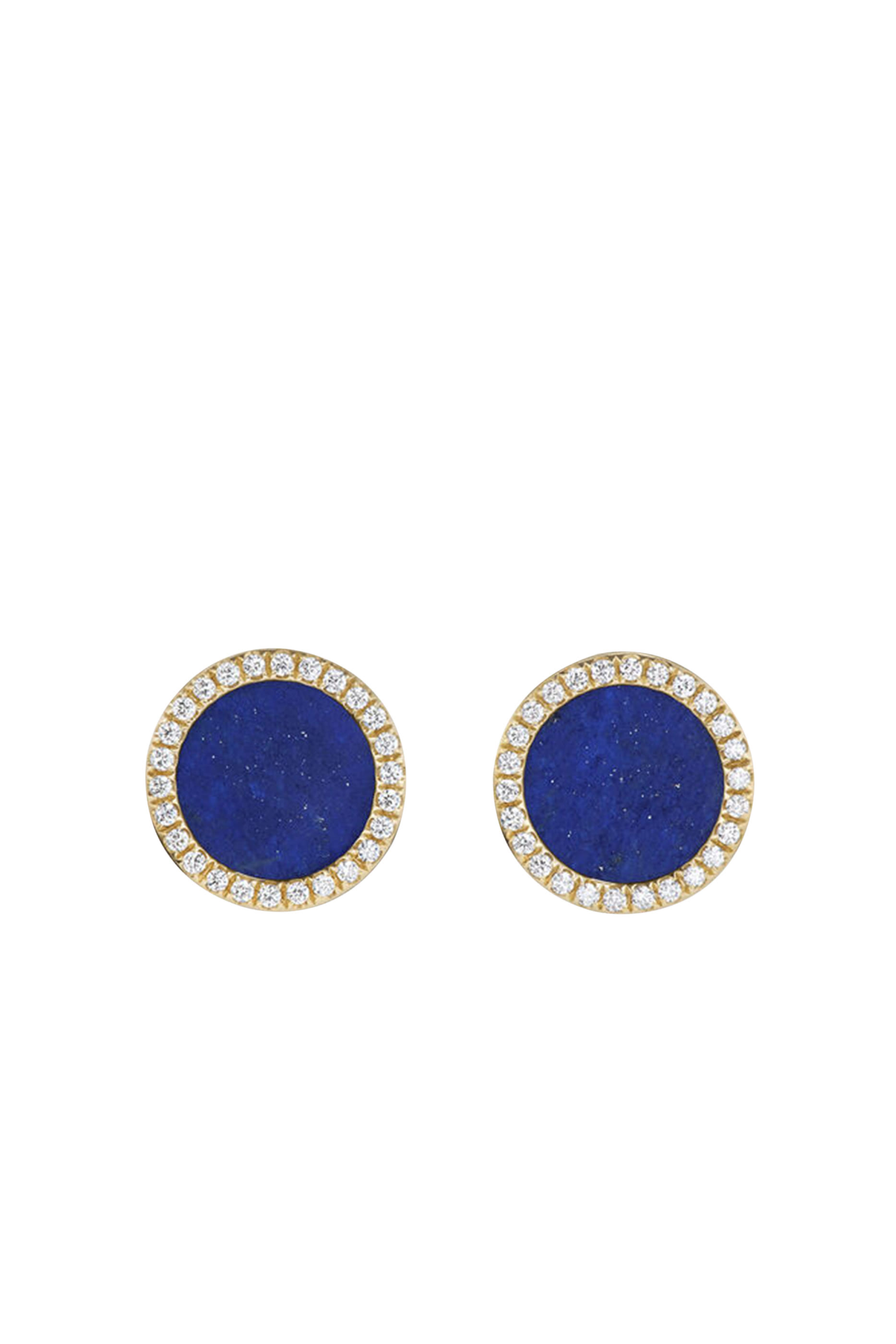 Lapis Lazuli Stud Earrings, 18K Yellow Gold & Diamonds