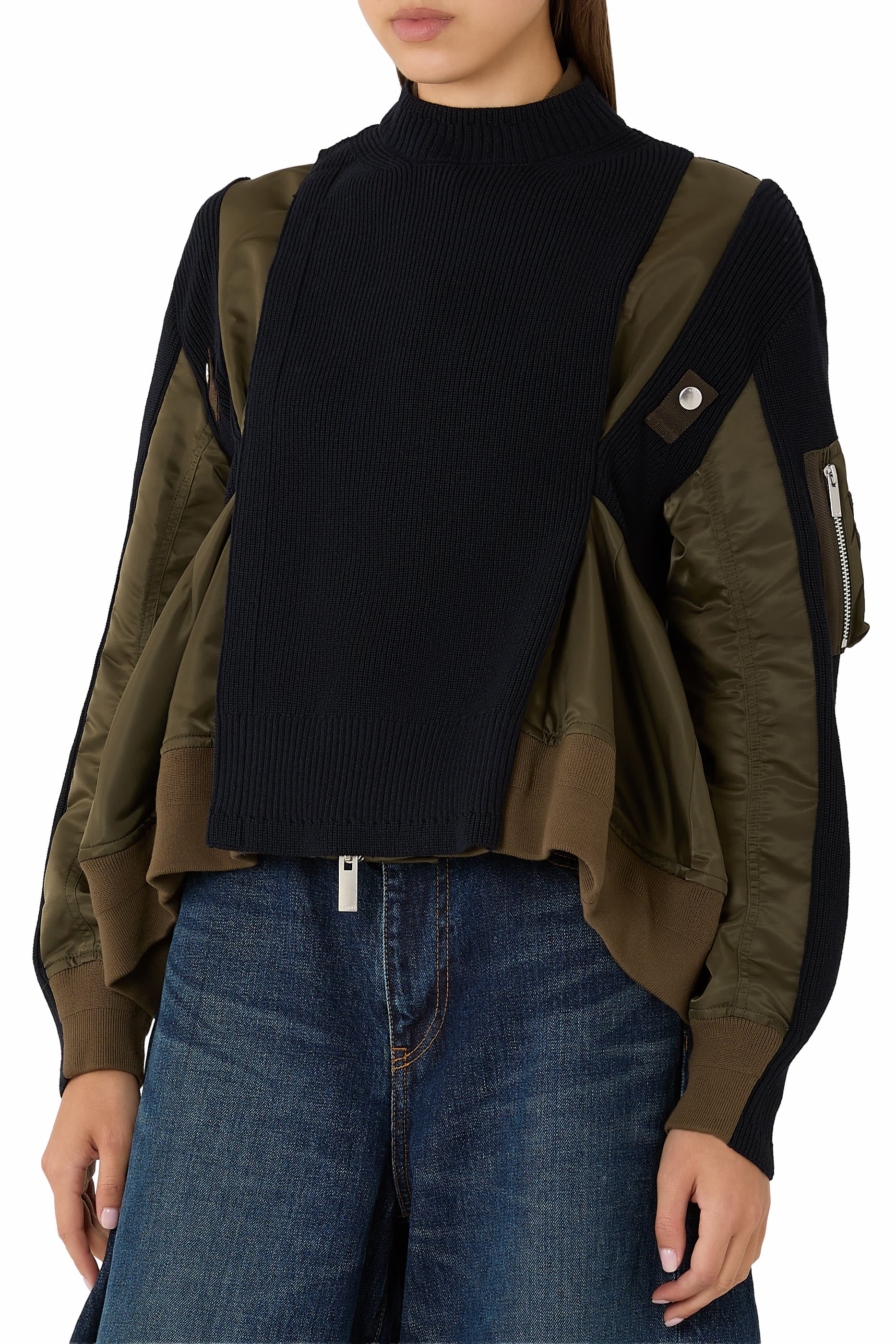 Ribbed Collar Knit Blouson
