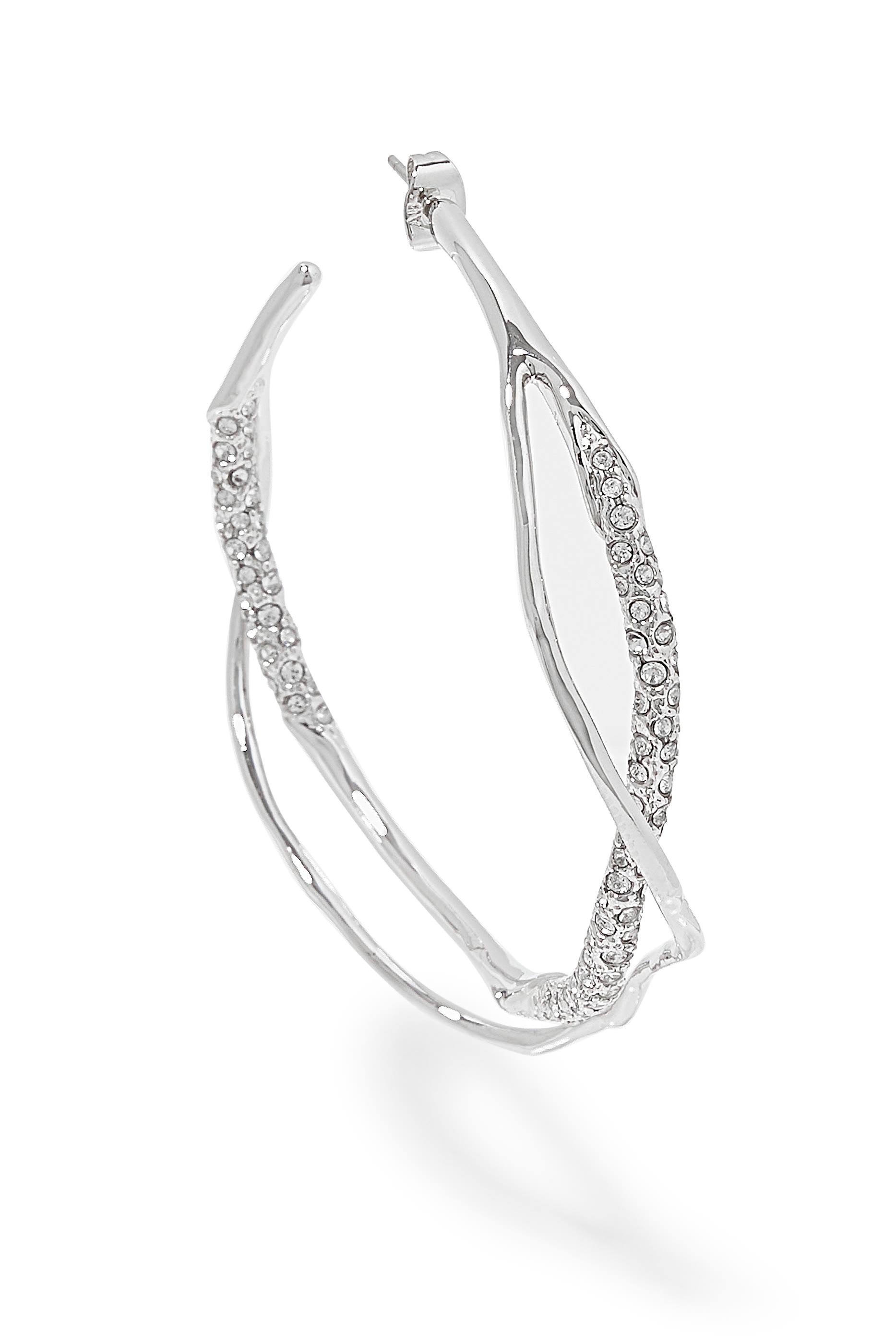 Intertwined Two Tone Pave Hoop Earrings