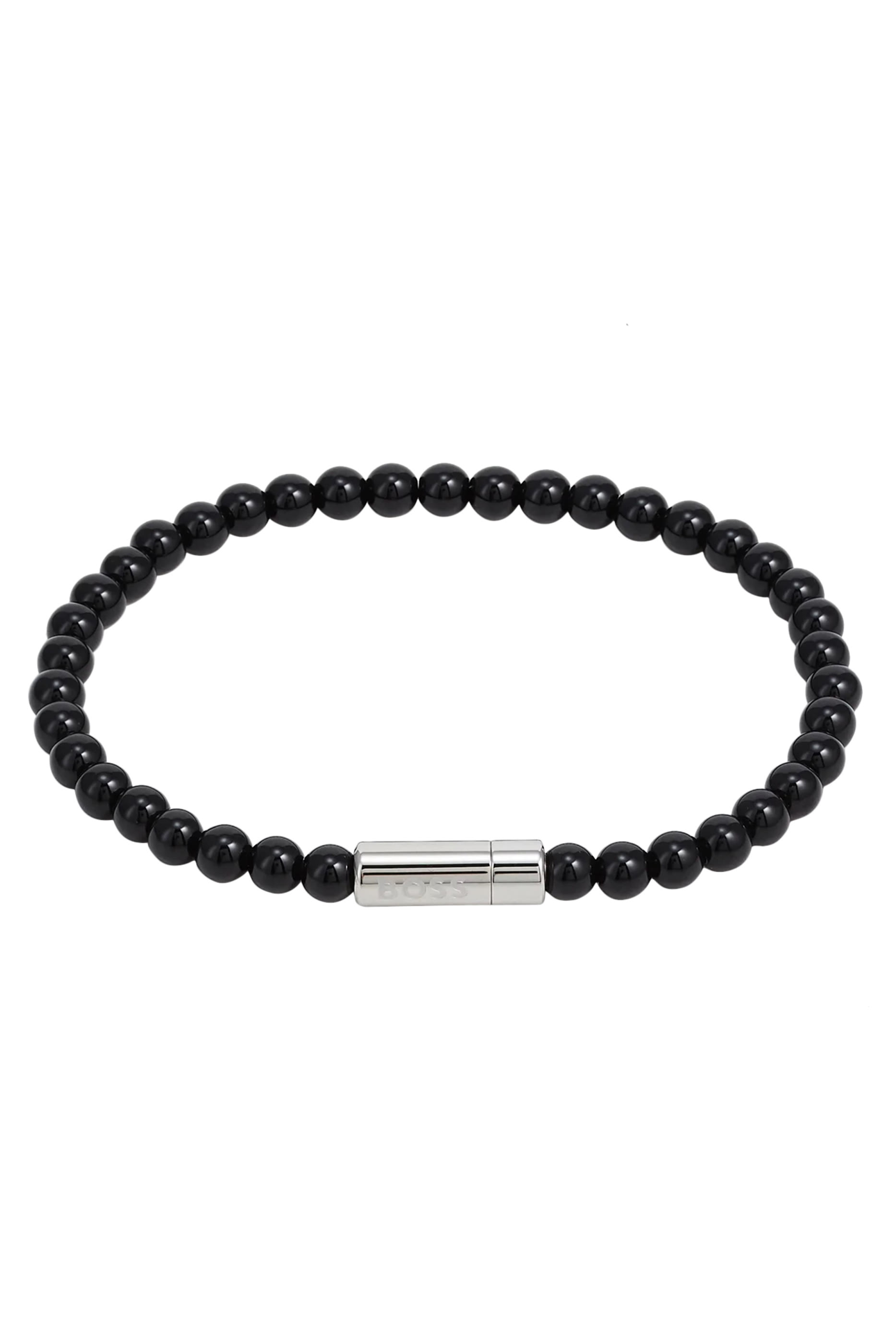  Hematite-Bead Cuff with Logo Closure