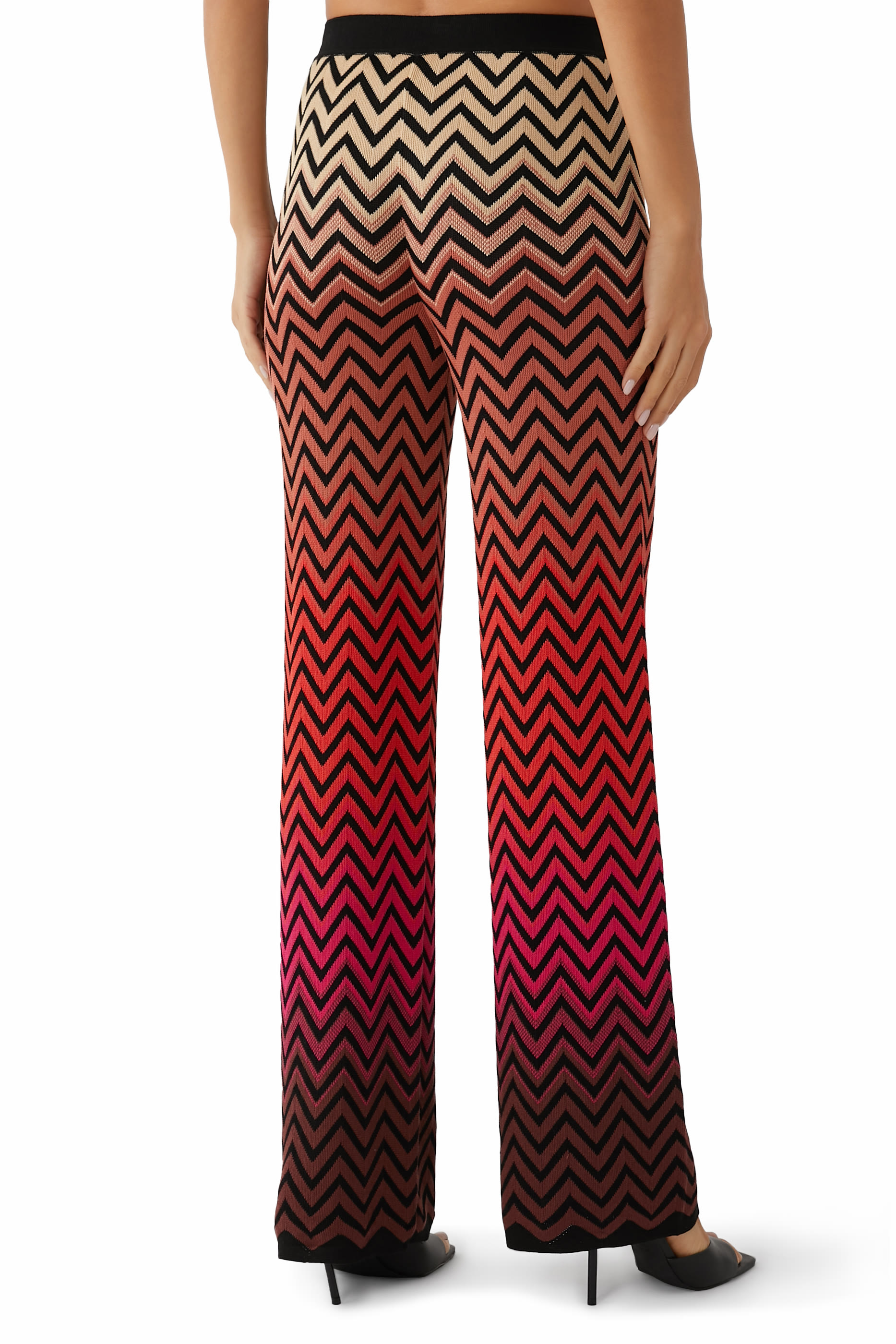 Chevron Jacquard Wide Leg Pants