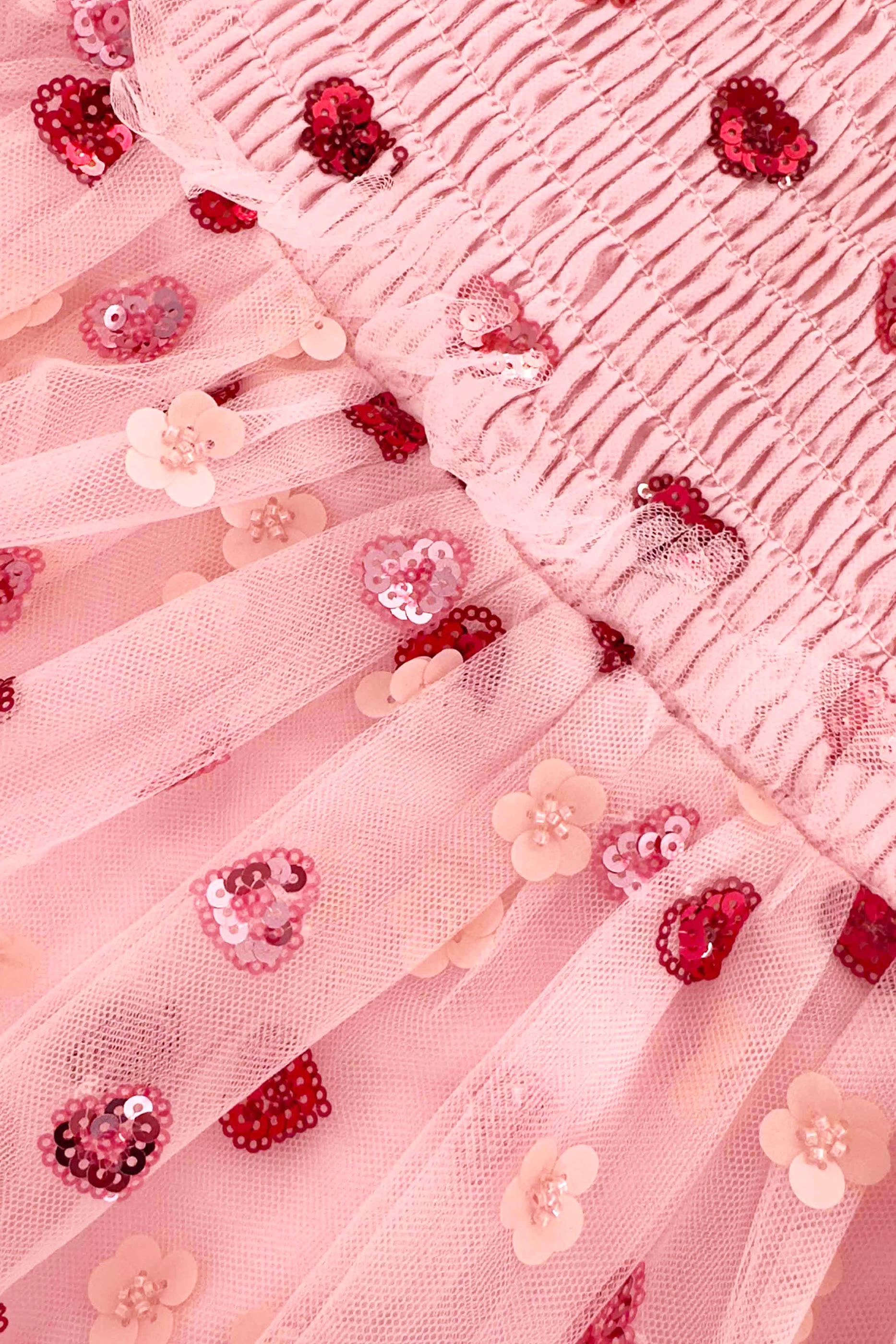 Kids Mesh Heart Sequin Dress