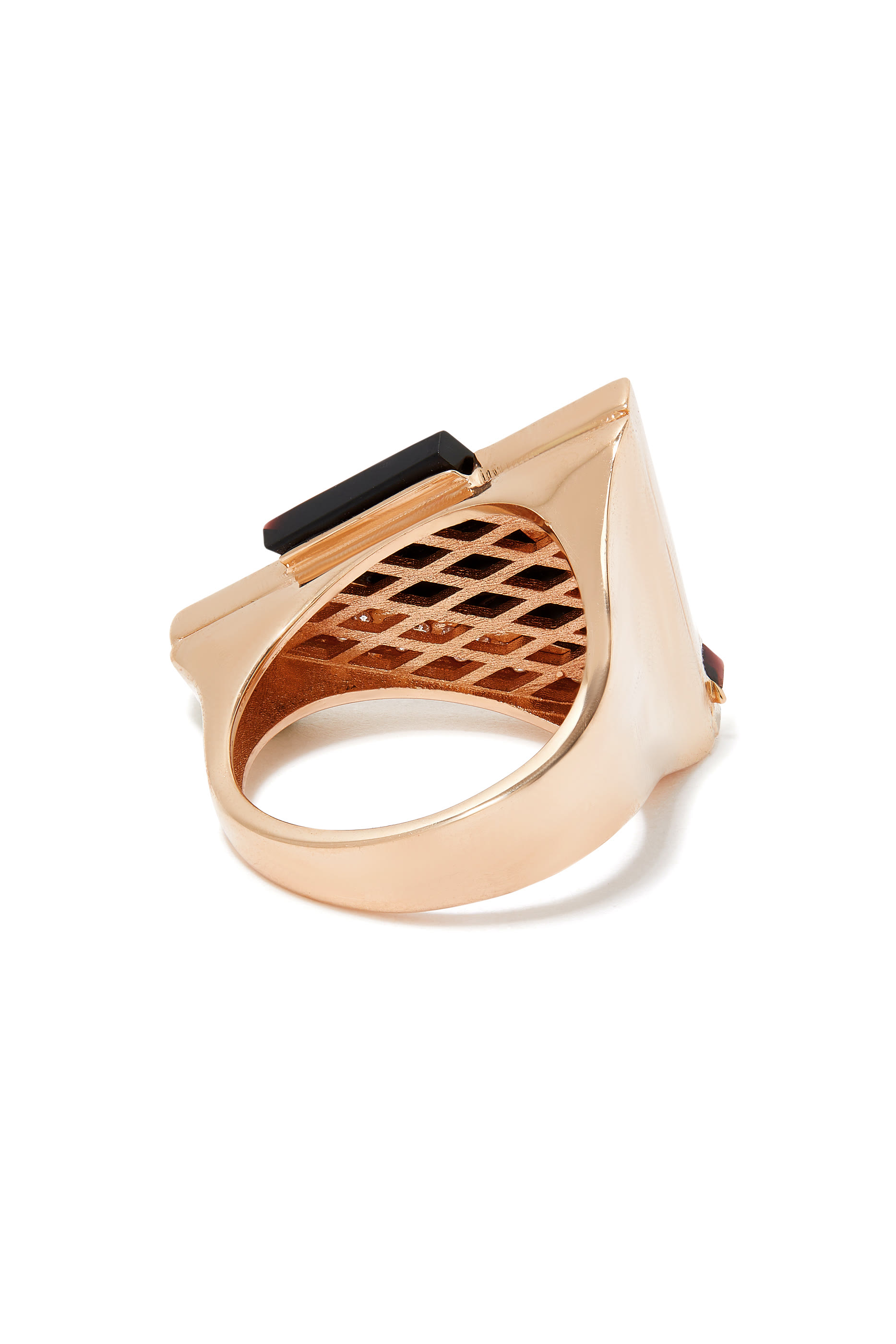 Neutra Aztec Ring, 18k Rose Gold, Diamonds & Black Onyx