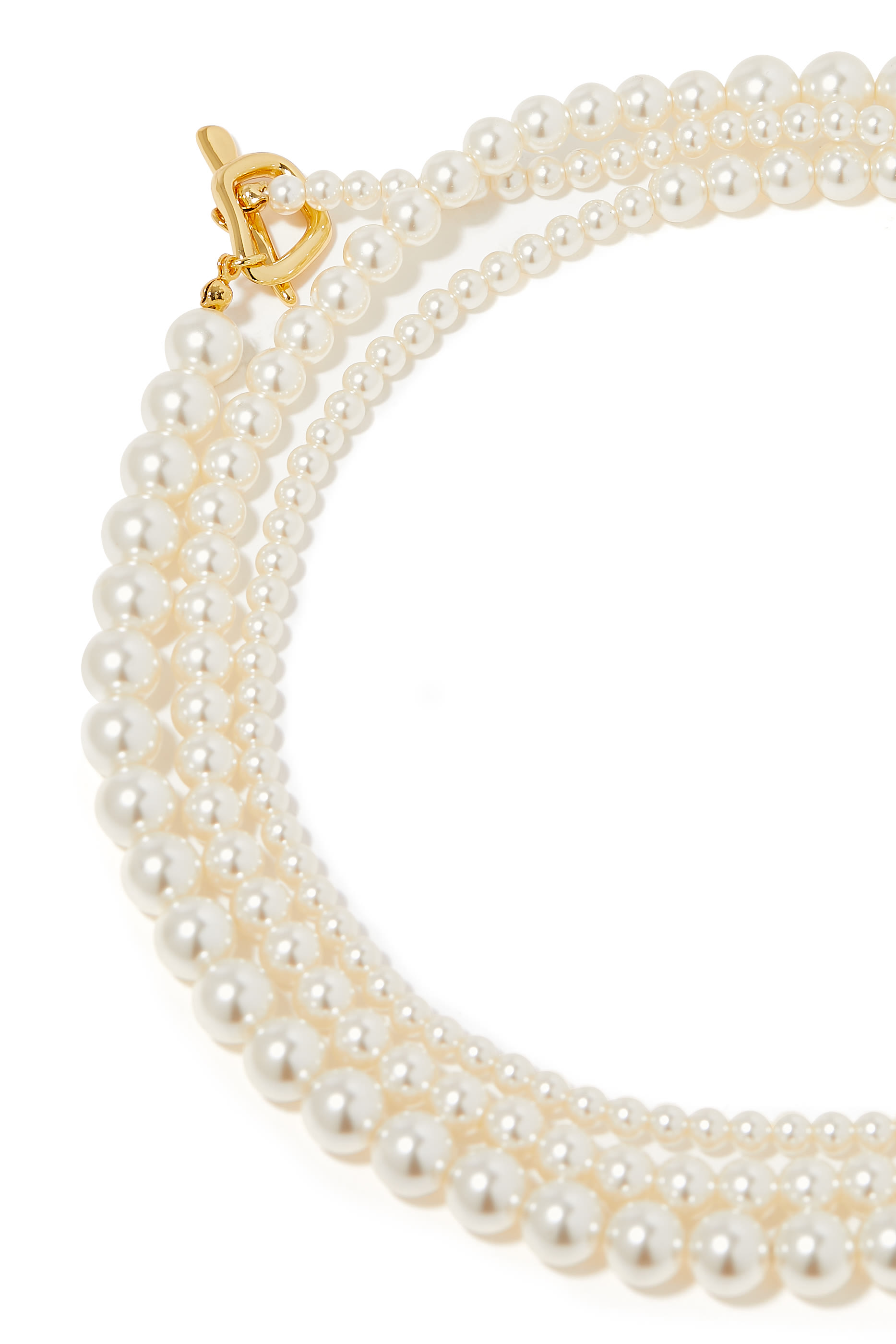 Louise Pearl Necklace, 14k Gold-Plated Brass