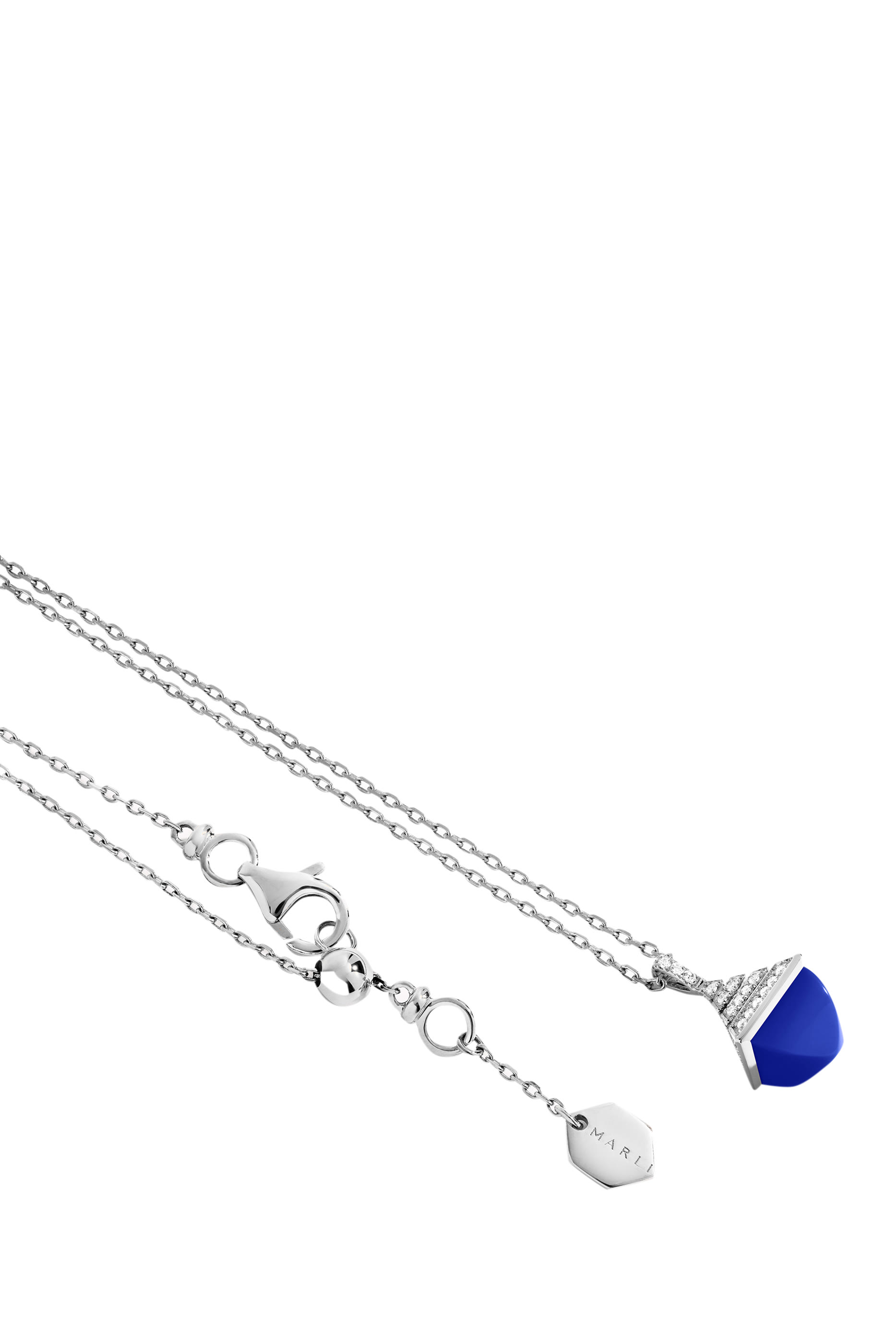 Cleo  Mini Rev Pendant, 18k White Gold with Lapiz Lazuli & Diamonds