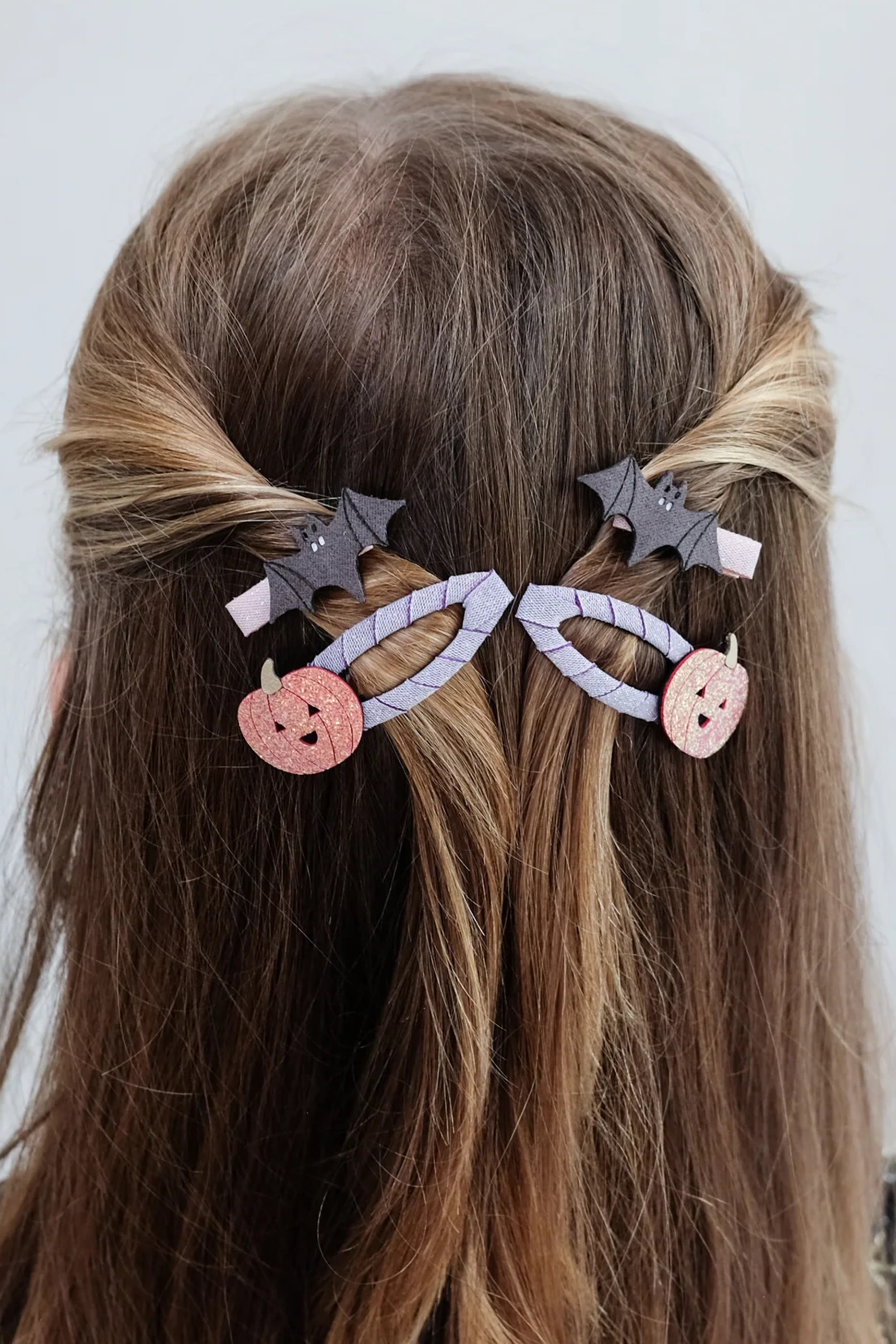 Kids Pumpkin & Bat Clip Set