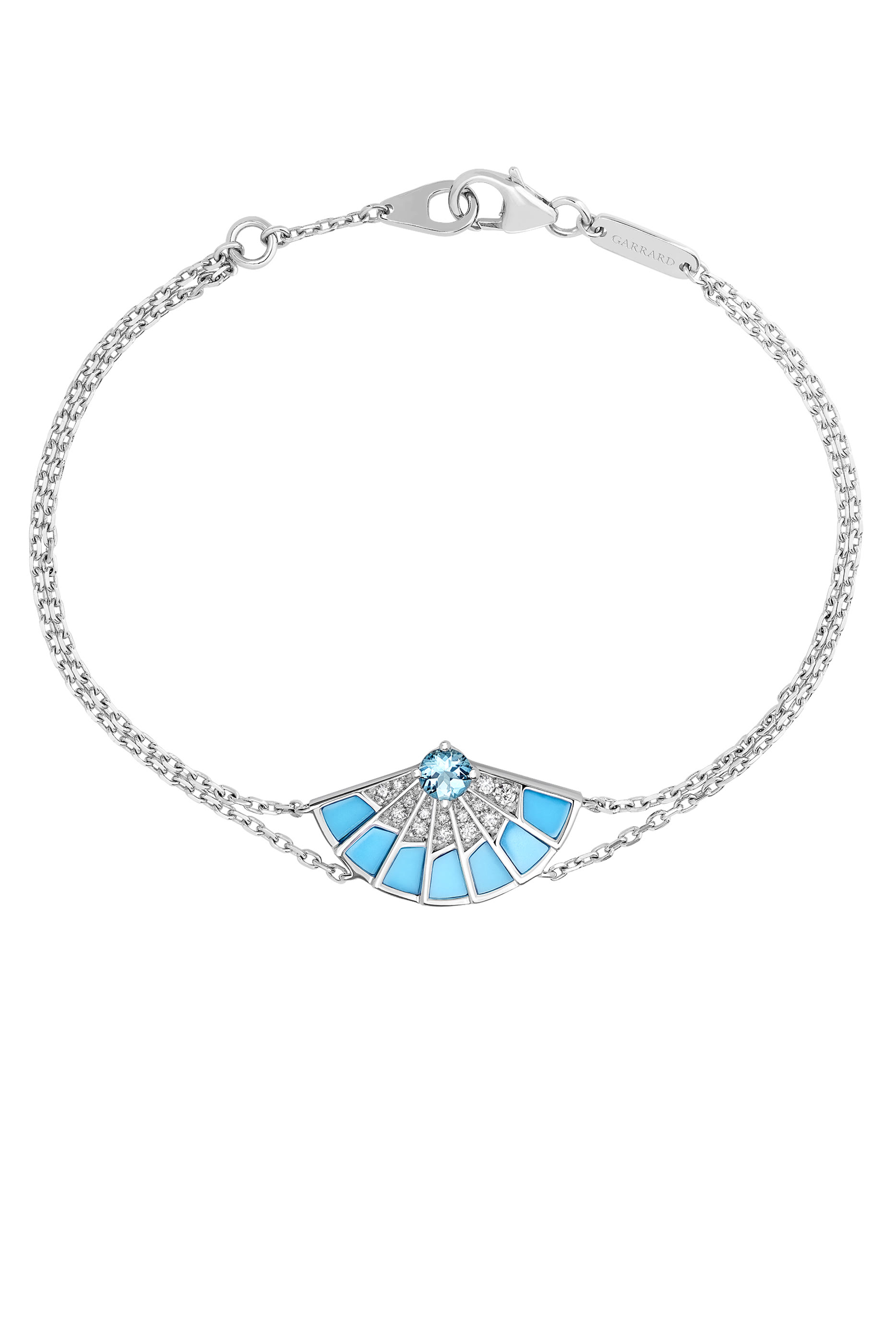 Fanfare Symphony Bracelet, 18K White Gold with Aquamarine, Diamonds & Turquoise