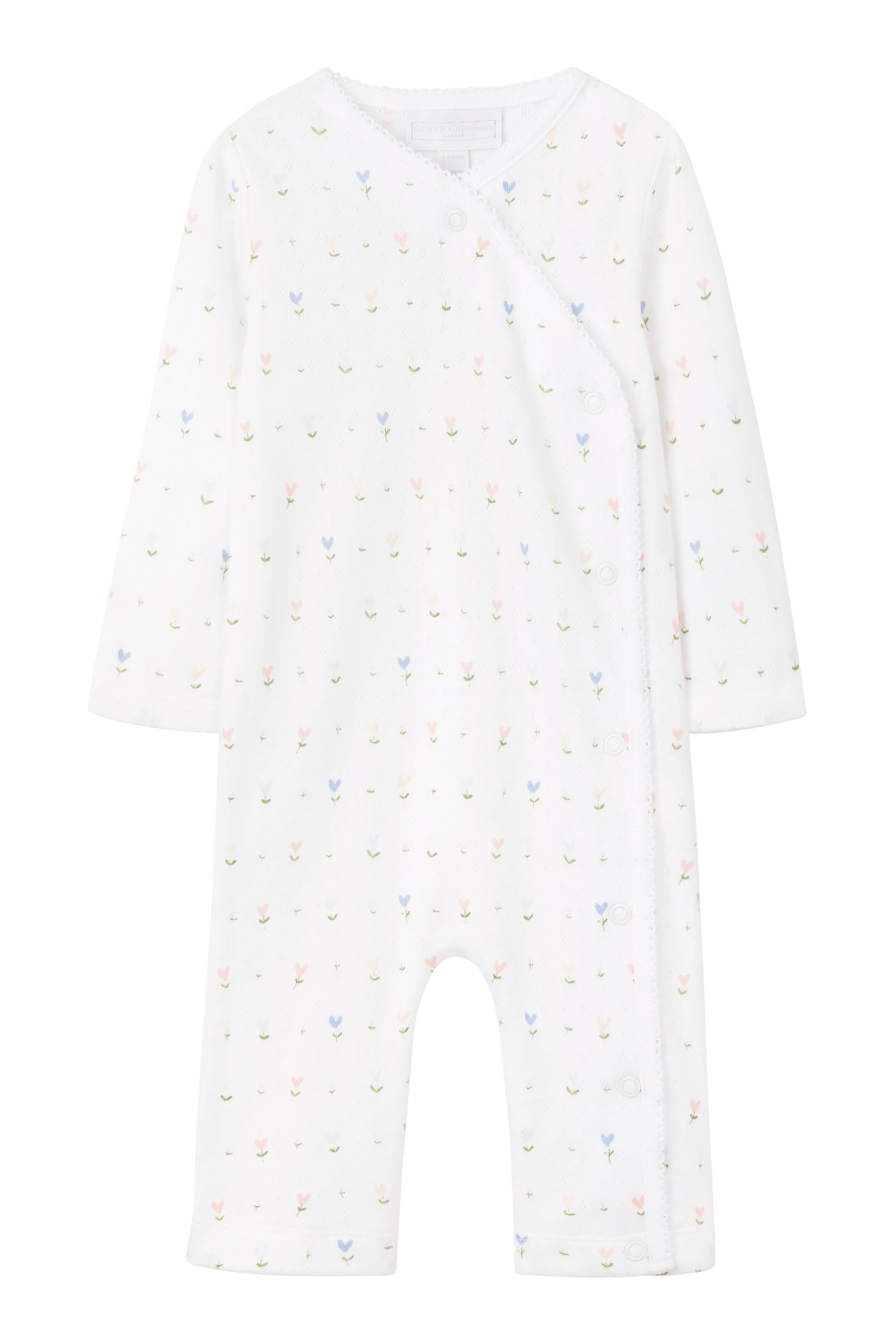 Kids Organic Cotton Pointelle Love Bud Wrap Sleepsuit
