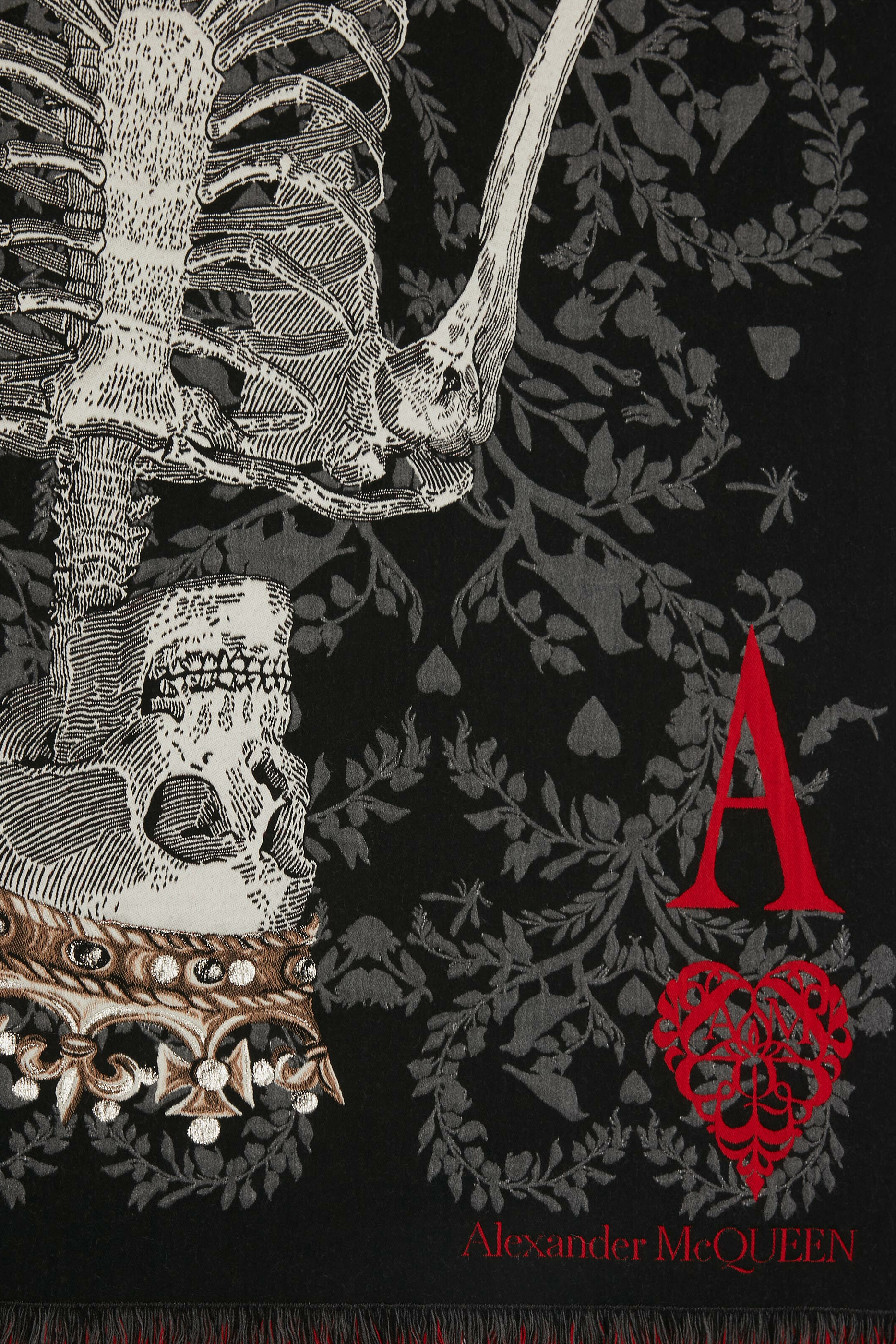 Queens of Hearts Skeleton Scarf