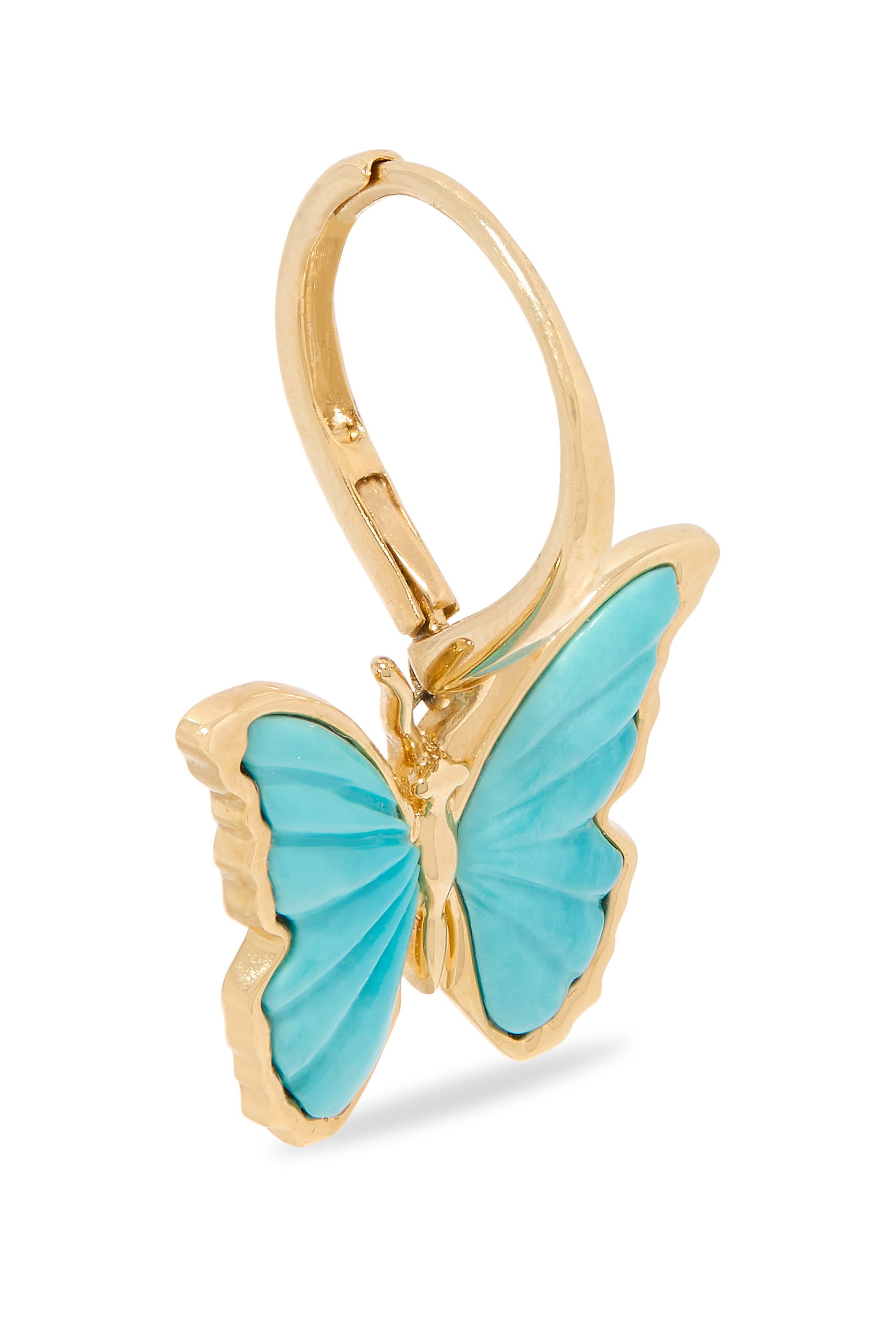 Butterfly Earrings, 18K Yellow Gold &  Turquoise