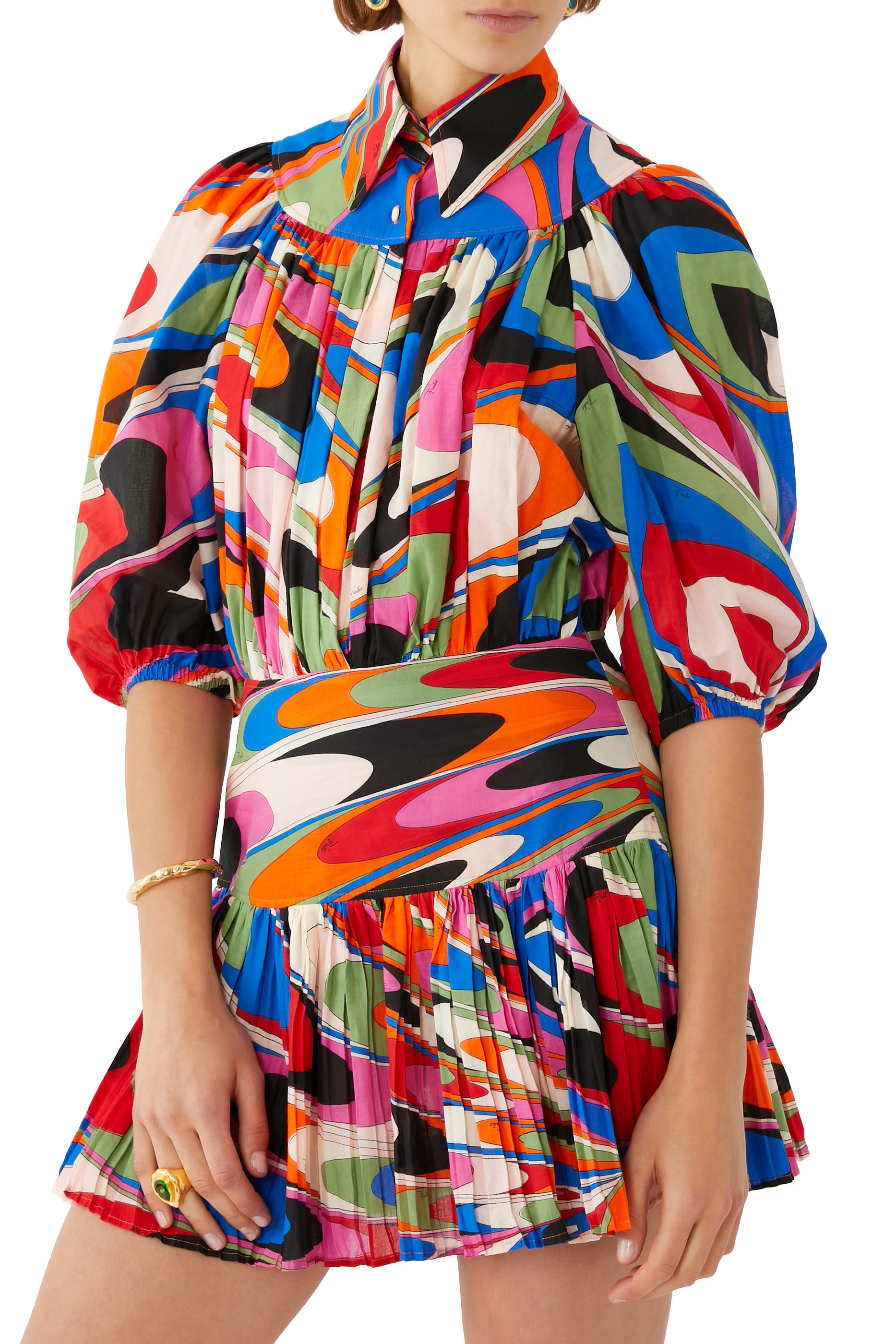 Onde-Print Cotton Dress