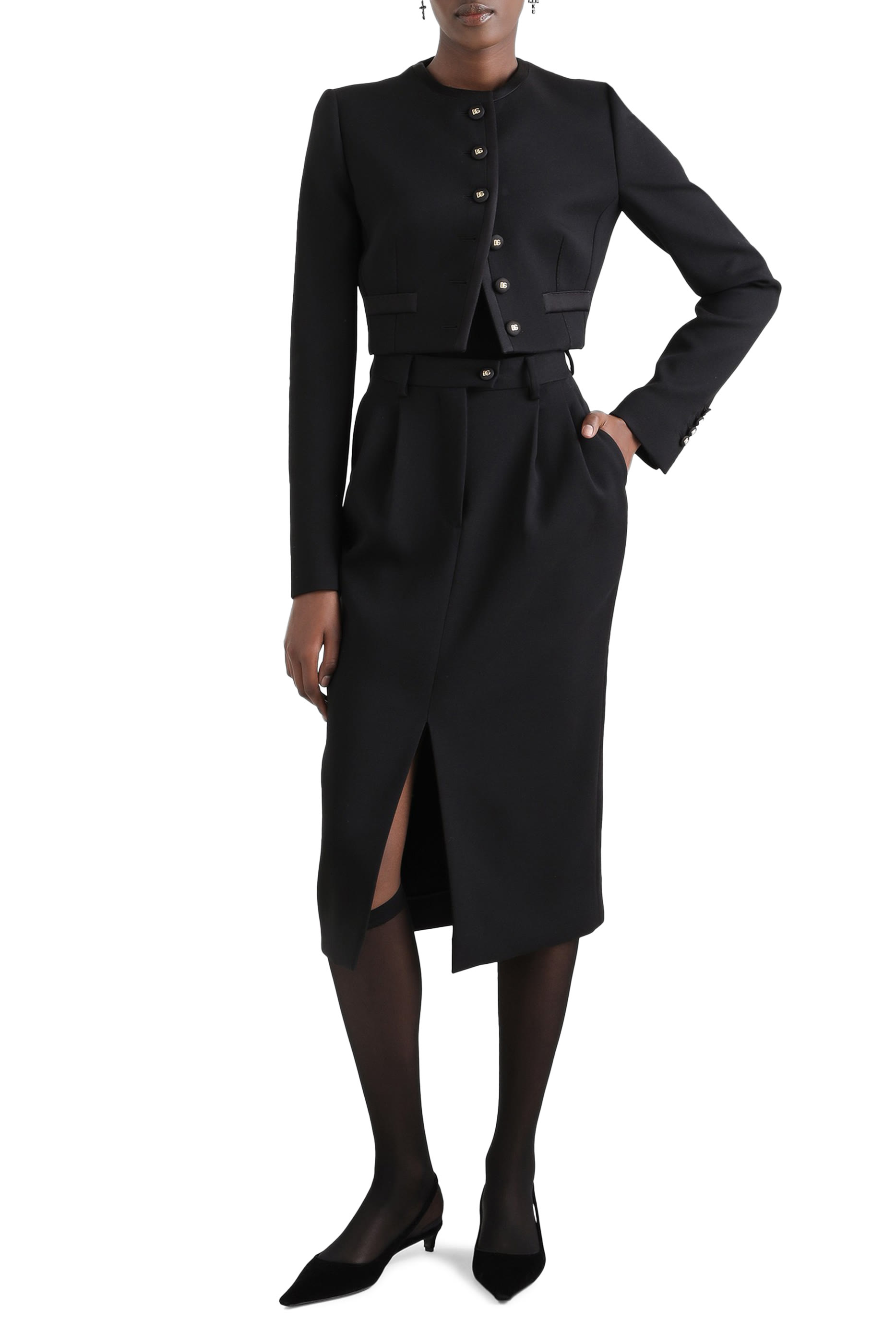 Cropped Single-Breasted Wool Jacket