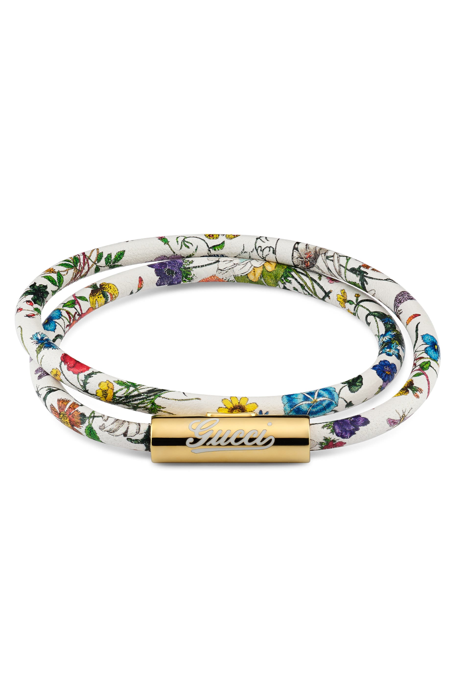 Leather Double Bracelet with Logo Script 