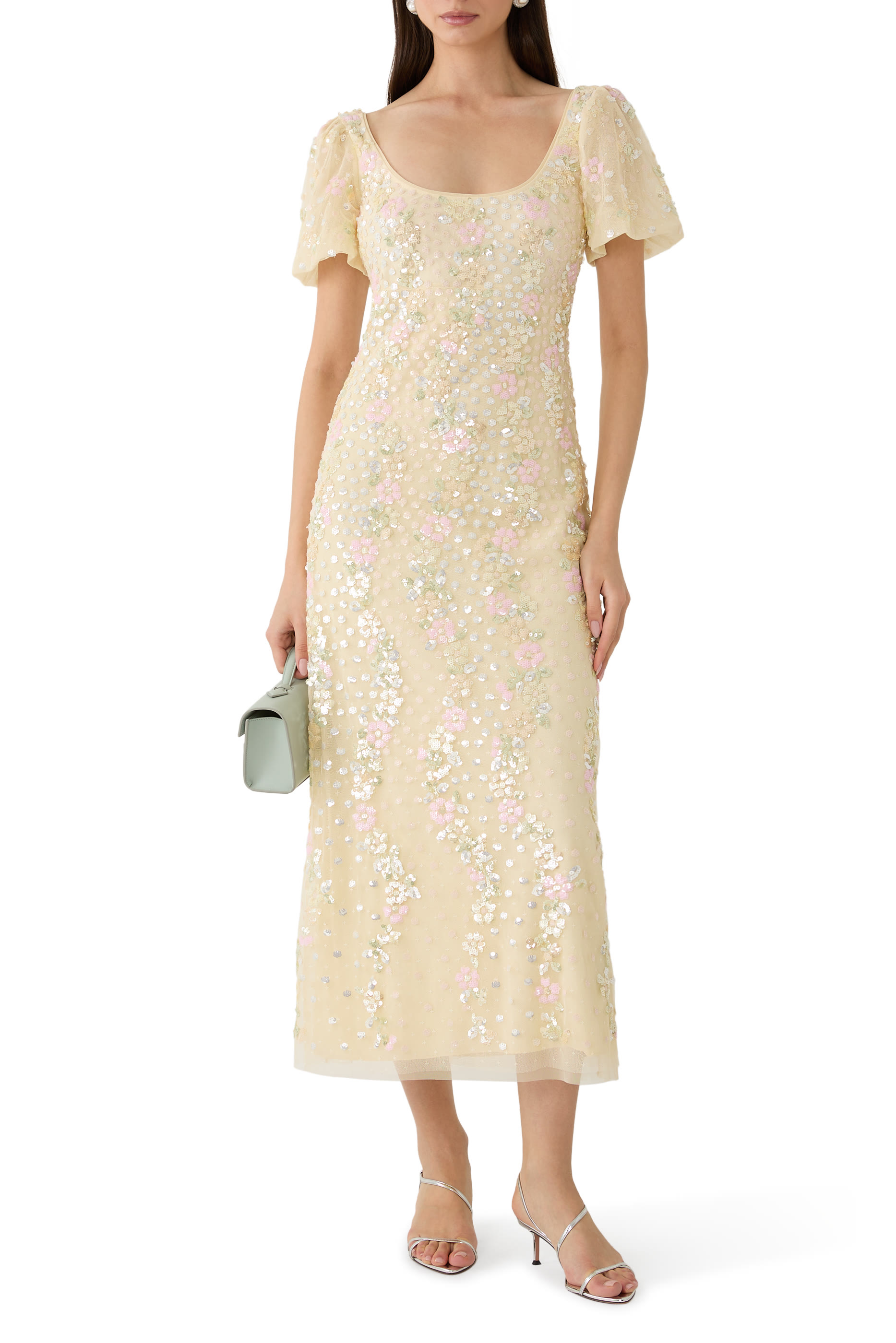 Confetti Puff Sleeve Ankle Gown