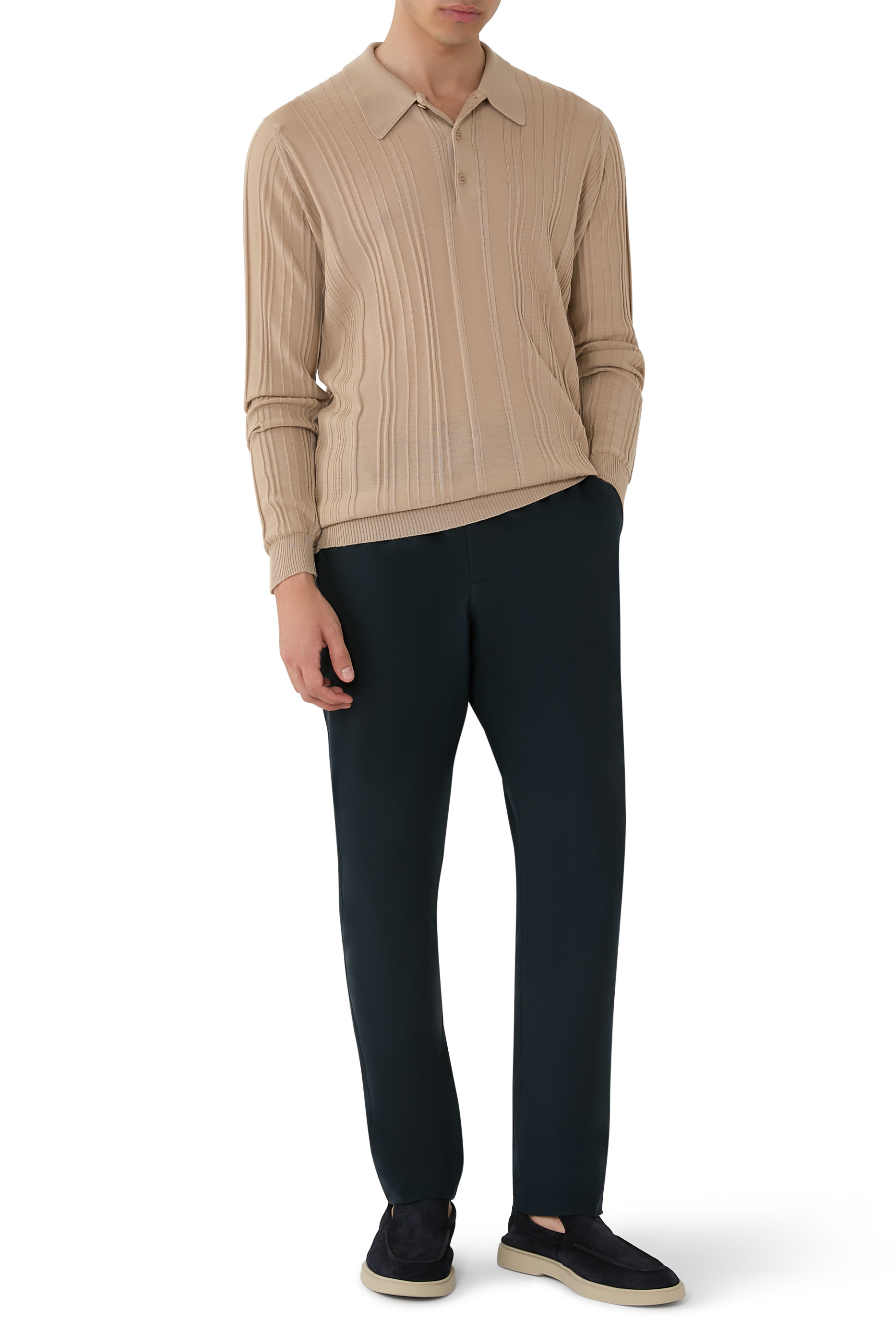  Flinn Ribbed Wool Polo Shirt