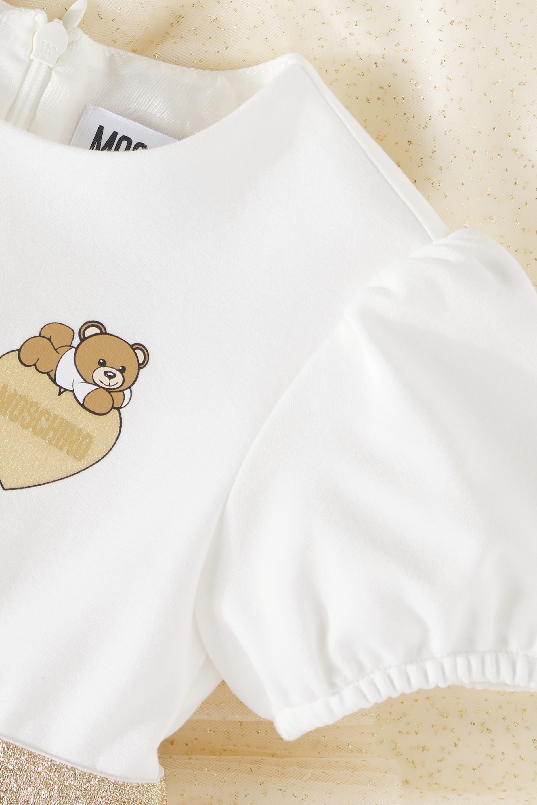 Kids Teddy Bear-Print Ruffle Dress