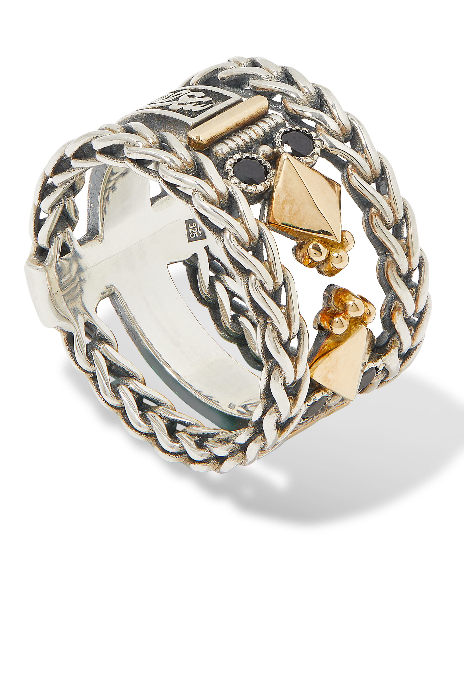 Roman Chain Ring, 18k Yellow Gold & Sterling Silver