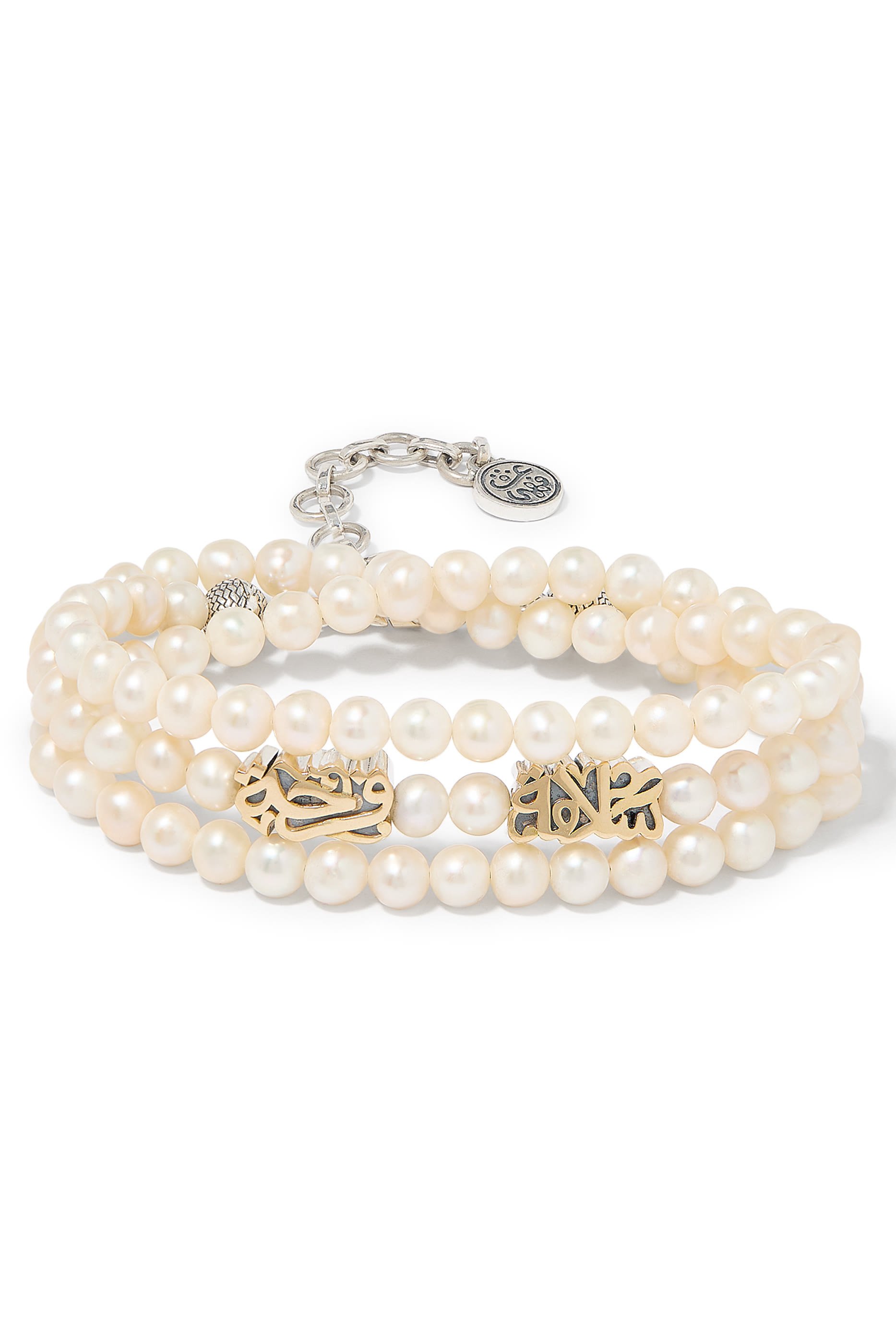 Nur Happiness Wrap-Around Bracelet, 18k Gold with Sterling Silver & Pearls
