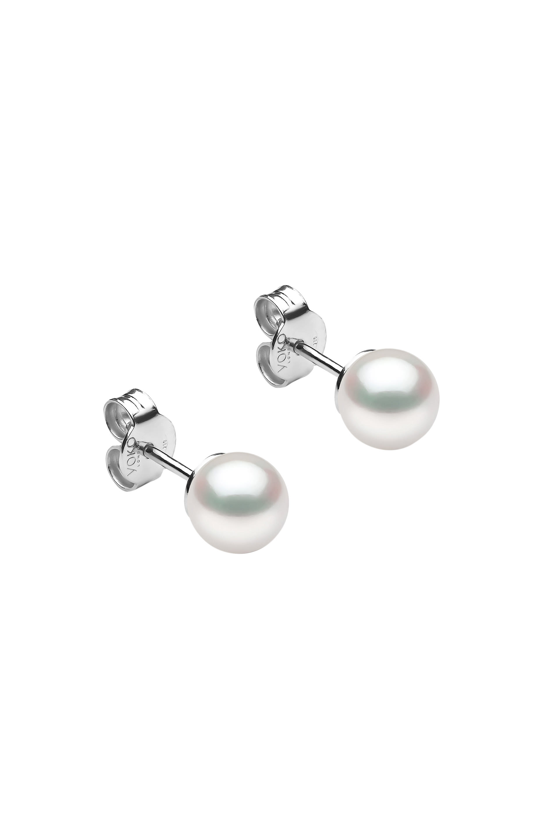 Classic Stud 6mm Earrings, 18k White Gold & Pearl