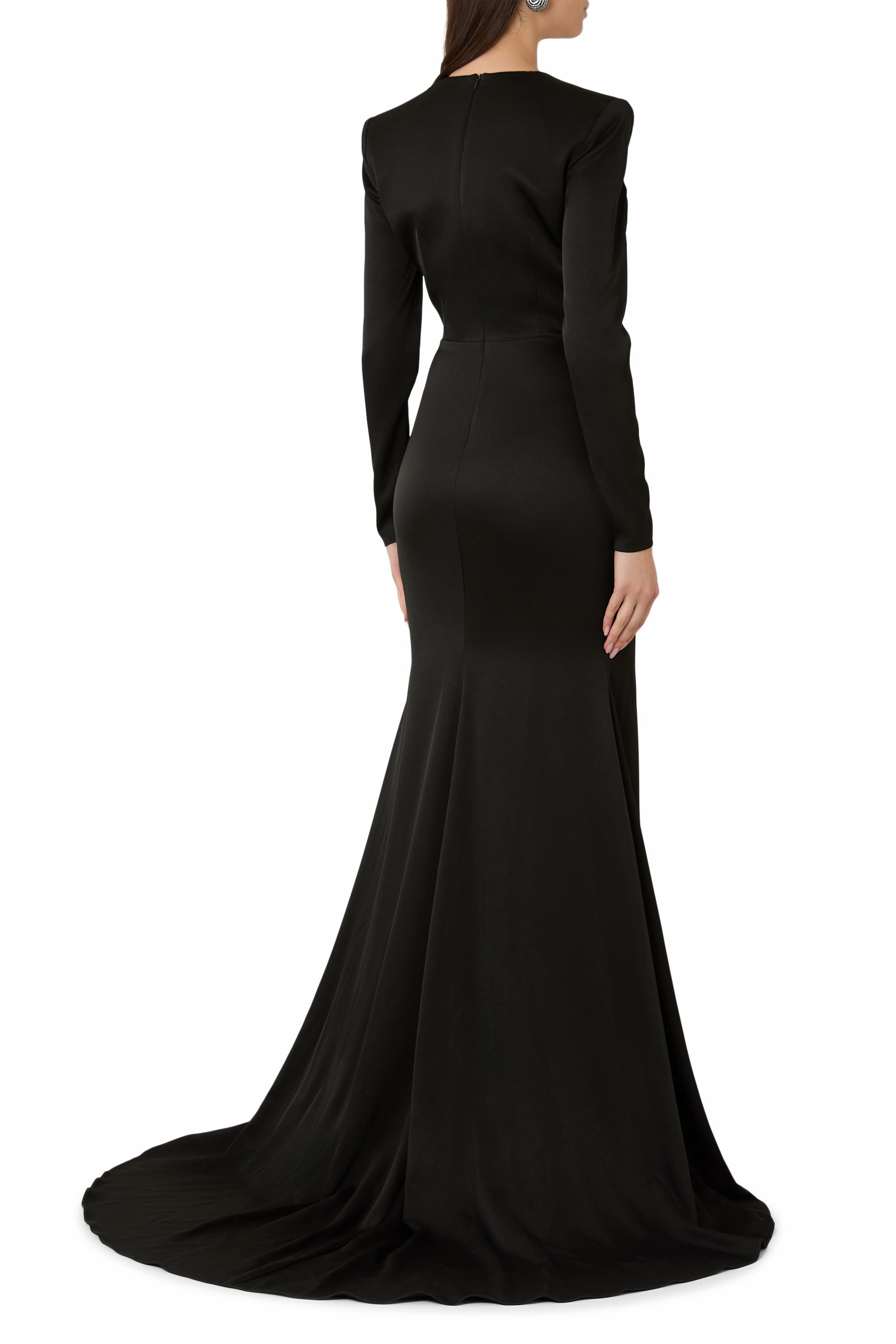 Panelled Satin-Crepe Gown