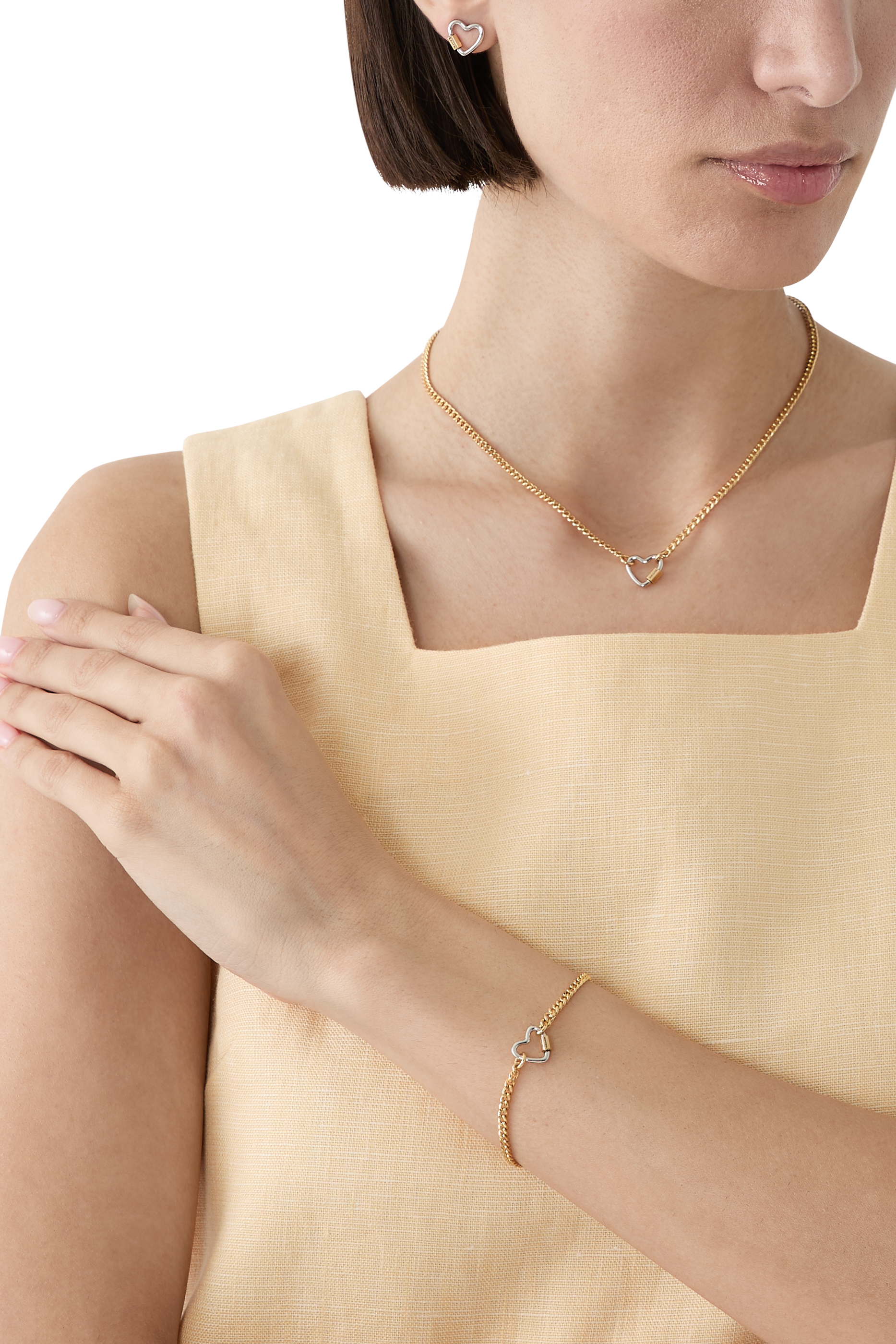 Signature Carabiner Heart Pendant Necklace, Metal