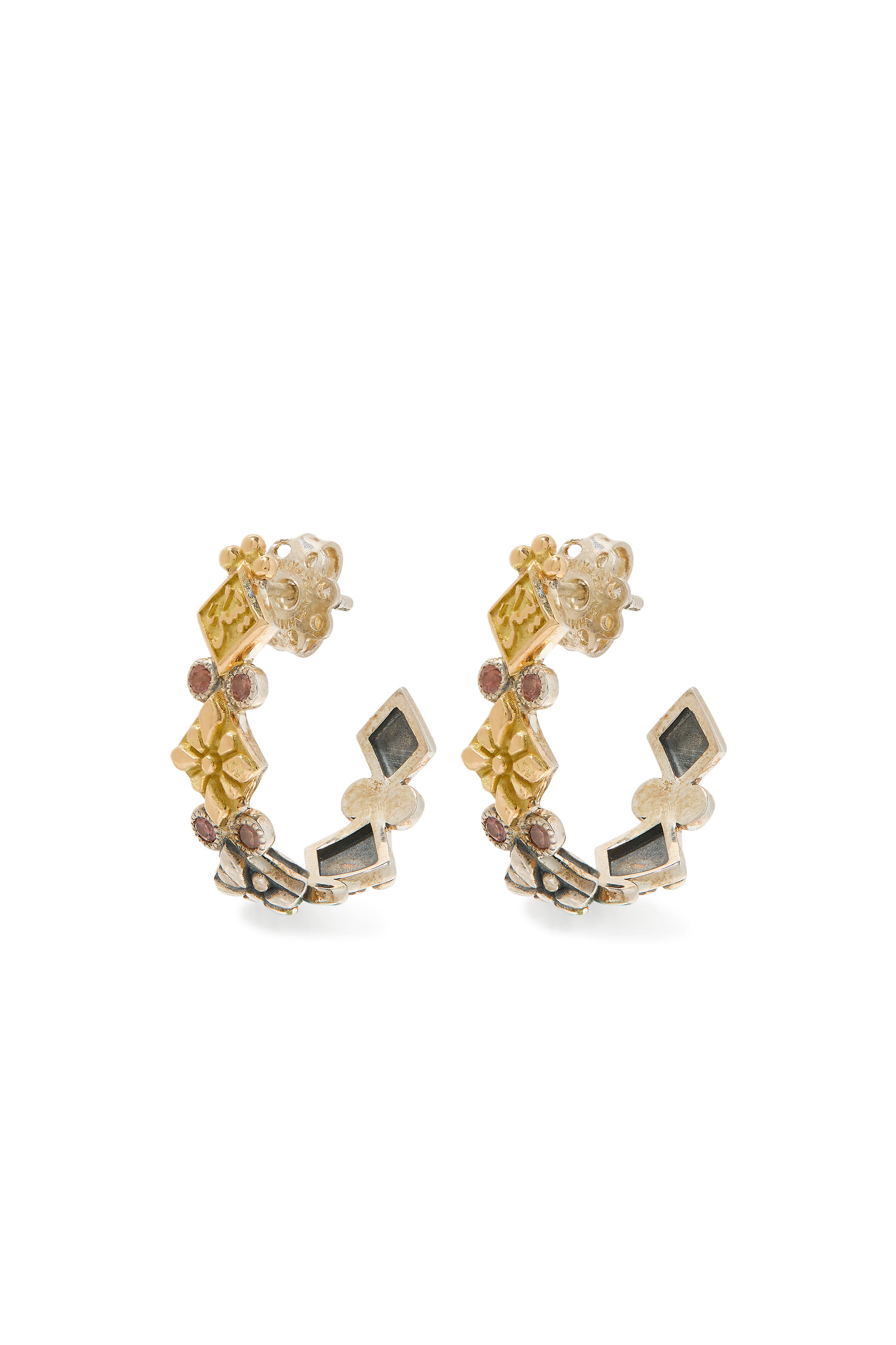 Prosperity Hoop Earrings, 18k Yellow Gold, Sterling Silver & Zircon