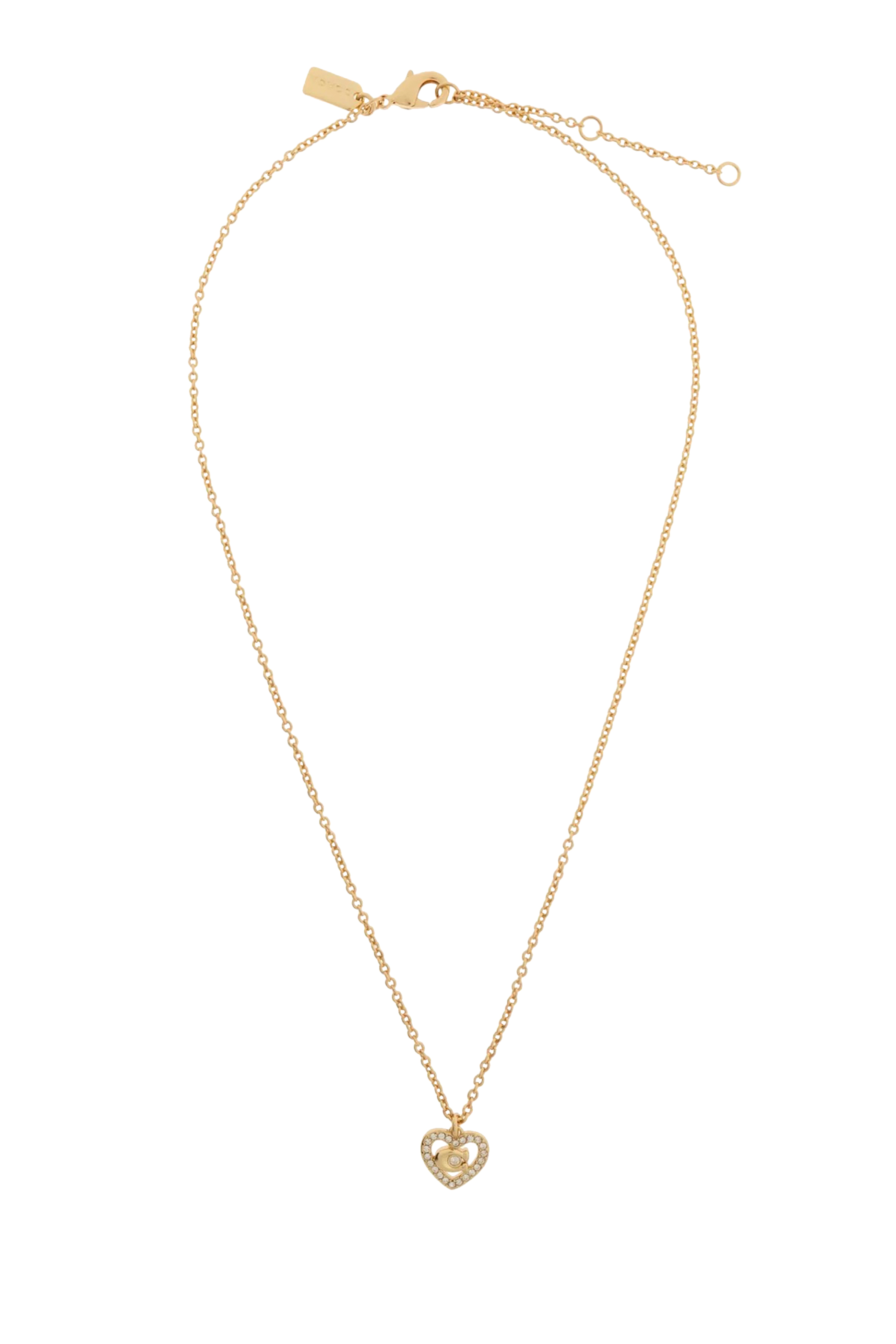 Signature C Pave Heart Pendant Necklace