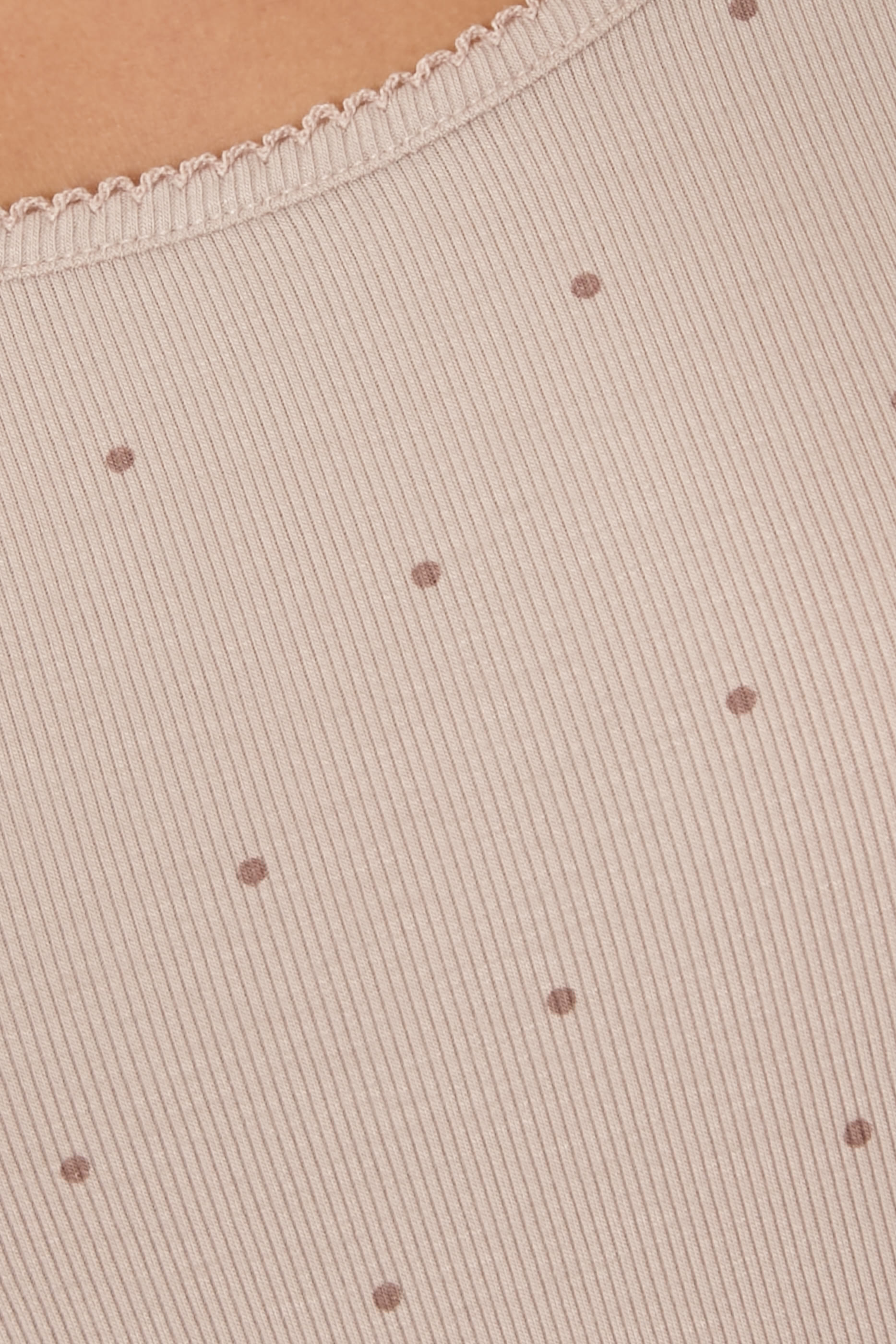 Jersey Fine Rib Scoop Neck Dot Pajama Set 