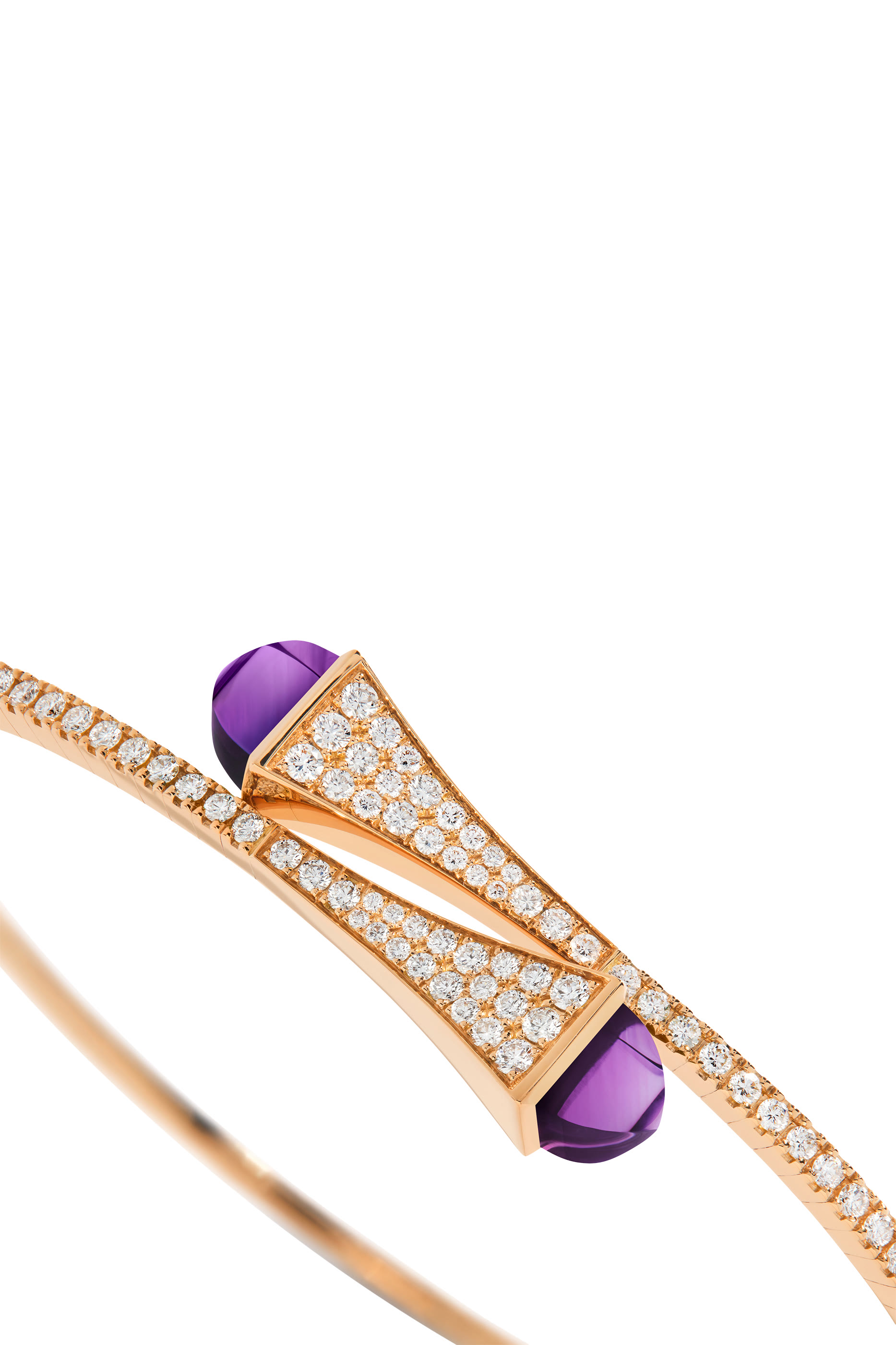 Cleo Midi Bangle, 18k Rose Gold with Amethyst & Diamonds