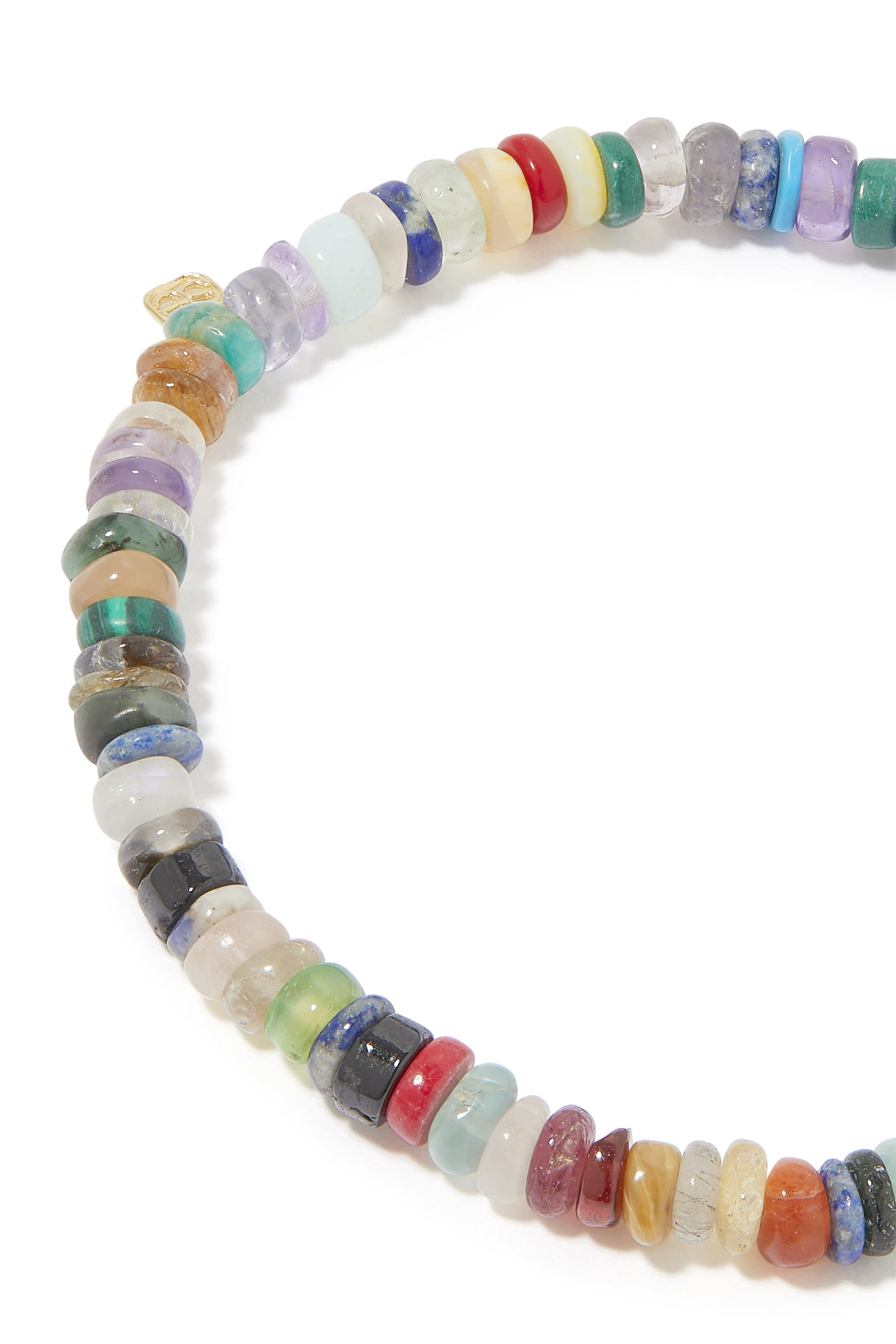 Evil Eye Pendant Heishi Beaded Bracelet, 14K Yellow Gold & Diamonds