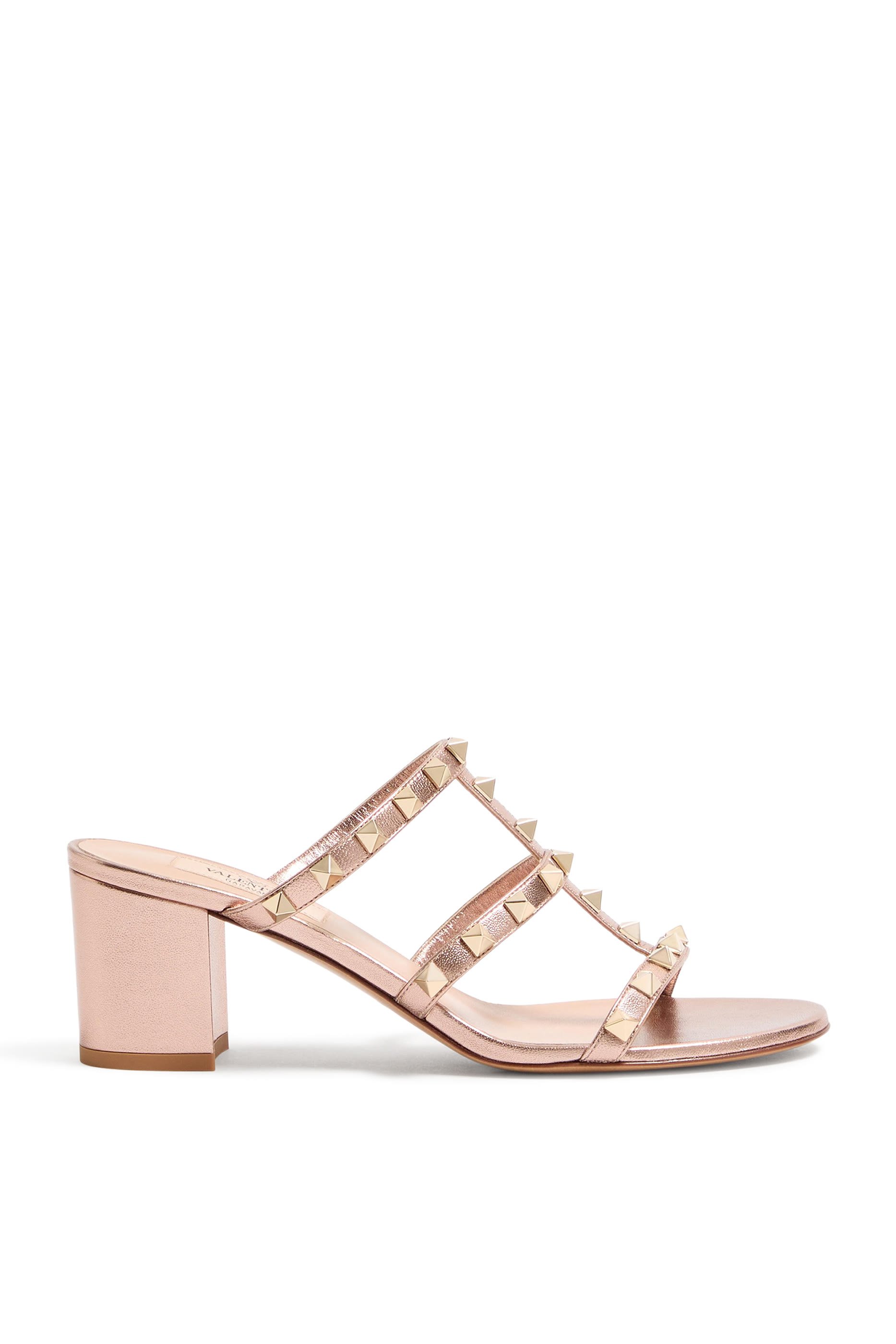  Rockstud Calfskin Leather 60 Slide Sandals