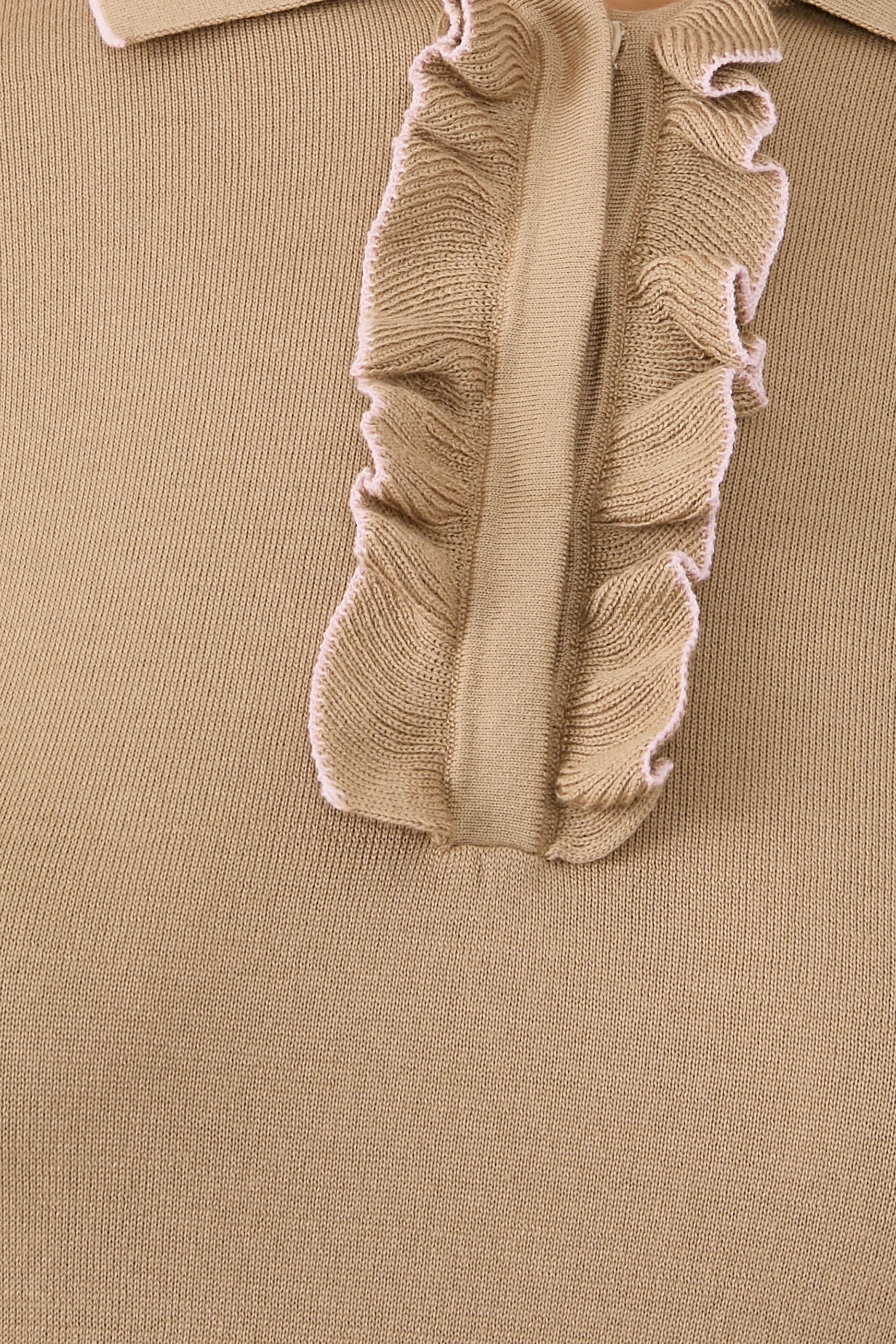 Frilled Polo Knit Top