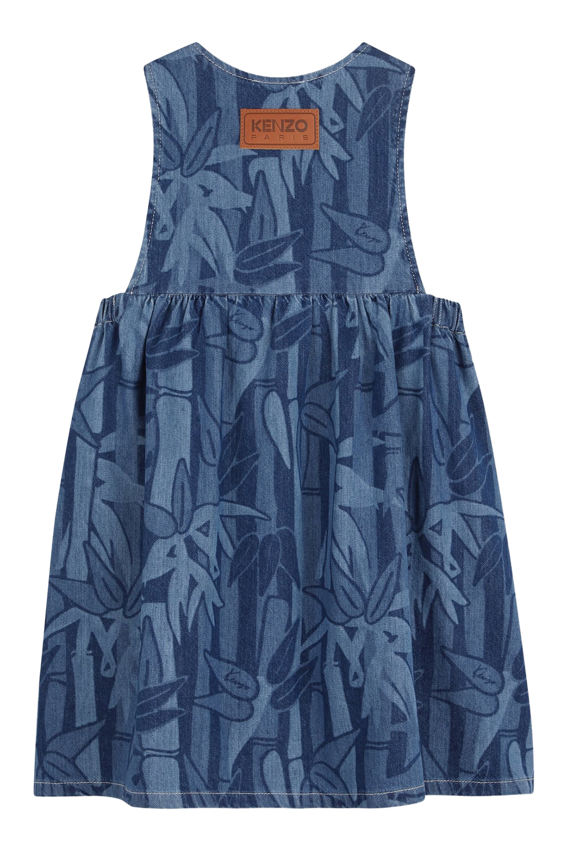 Kids Foliage-Print Denim Dress