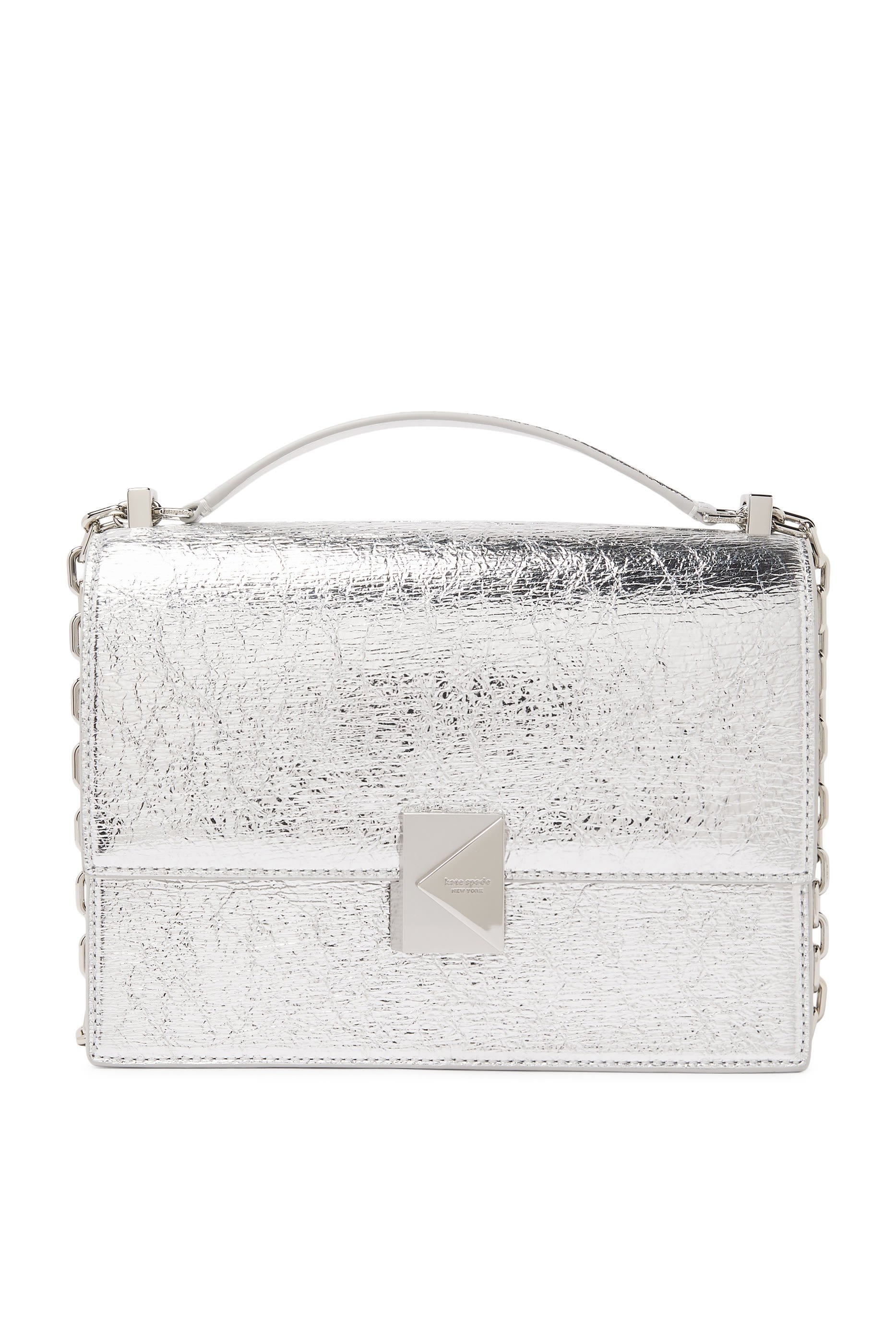 Deco Crinkle Metallic Chain Shoulder Bag