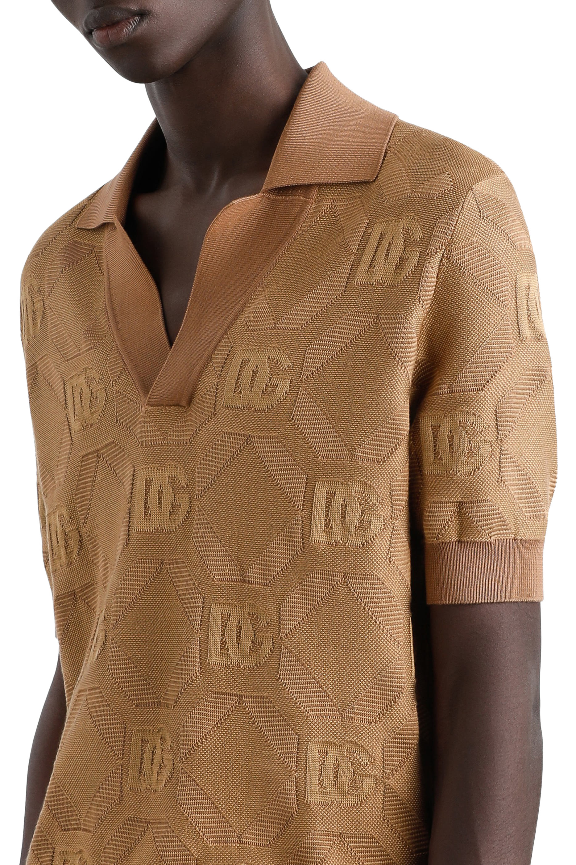 Jacquard Logo Silk Polo-Shirt