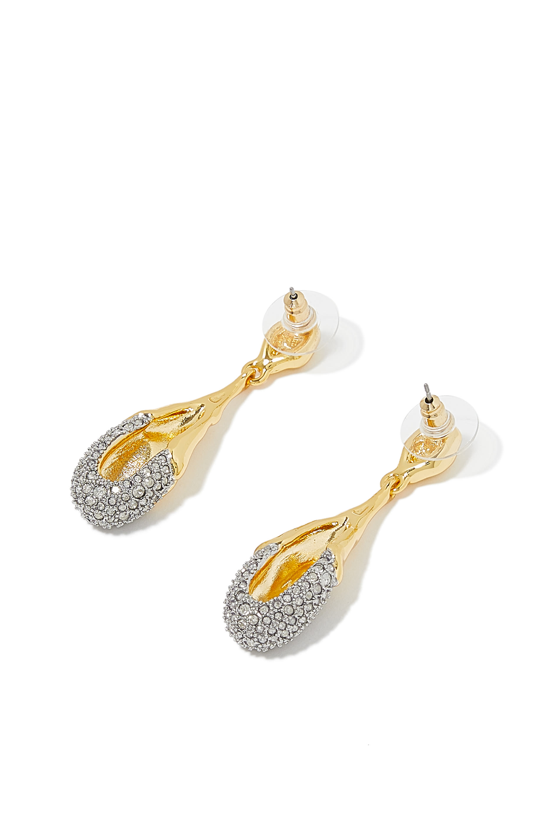 Solanales Teardrop Earrings, 14k Gold-Plated Brass & Crystals