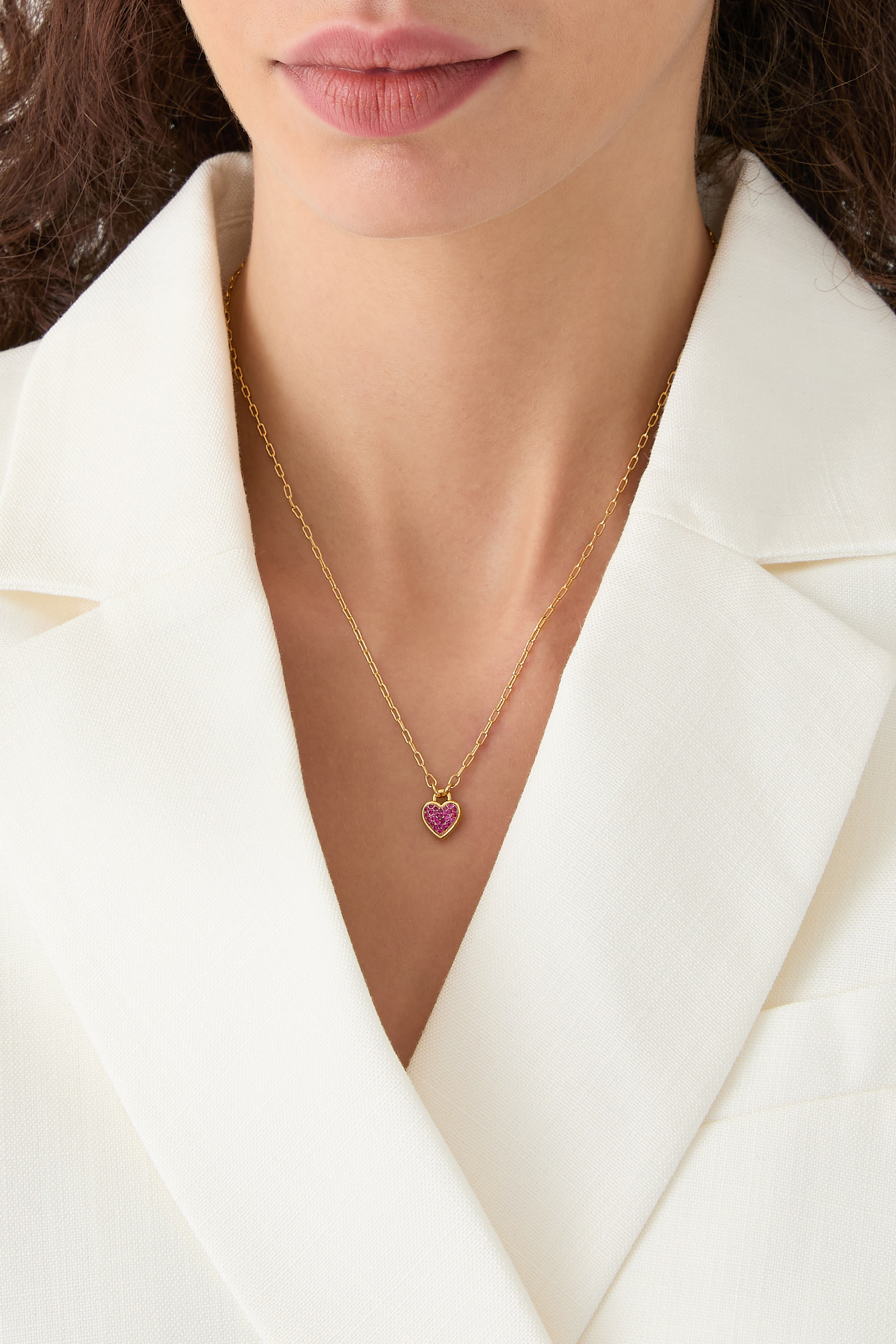 With All My Heart Pav&eacute; Pendant, Brass & Cubic Zirconia