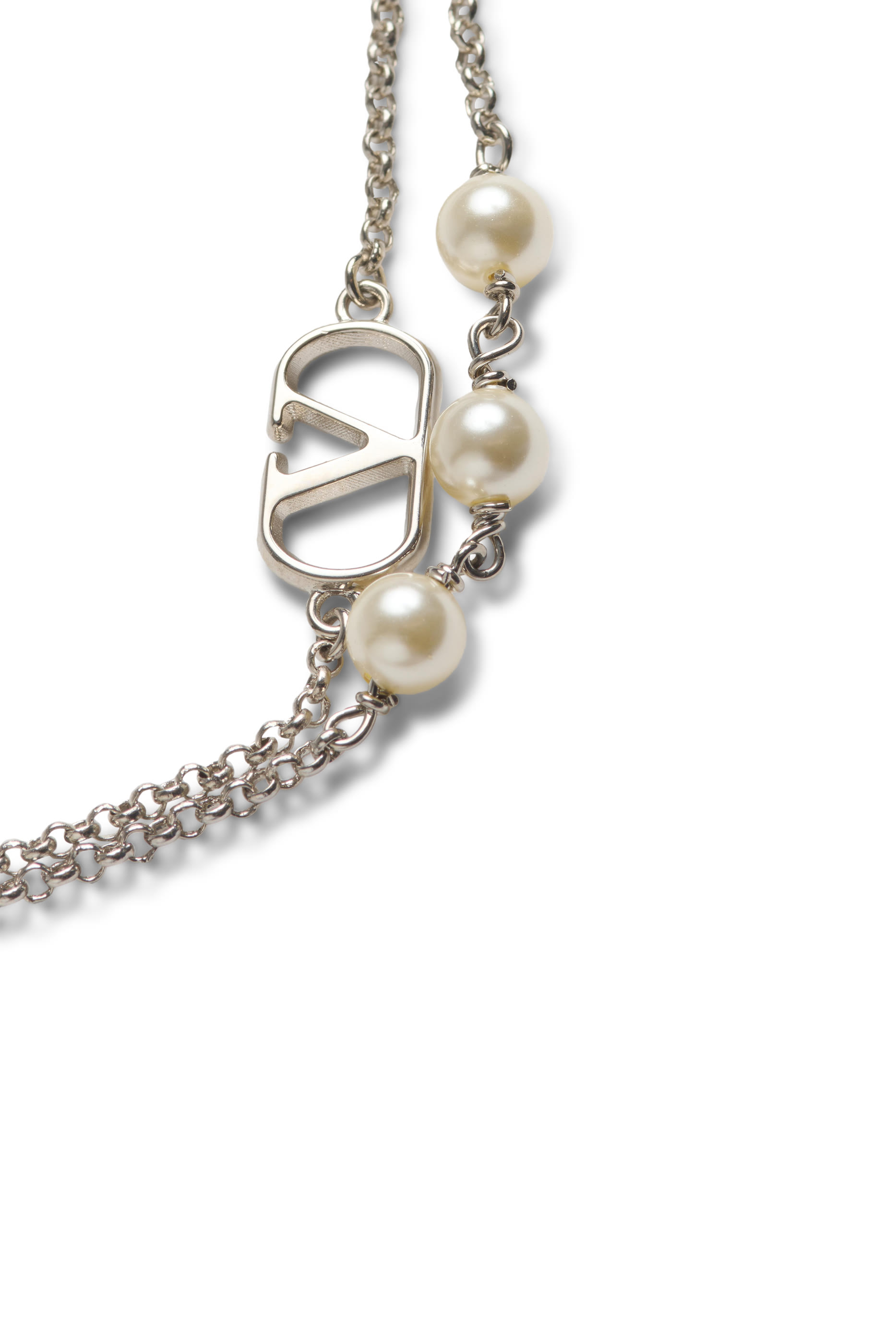 VLogo Signature Metal Bracelet with Swarovski® Pearls