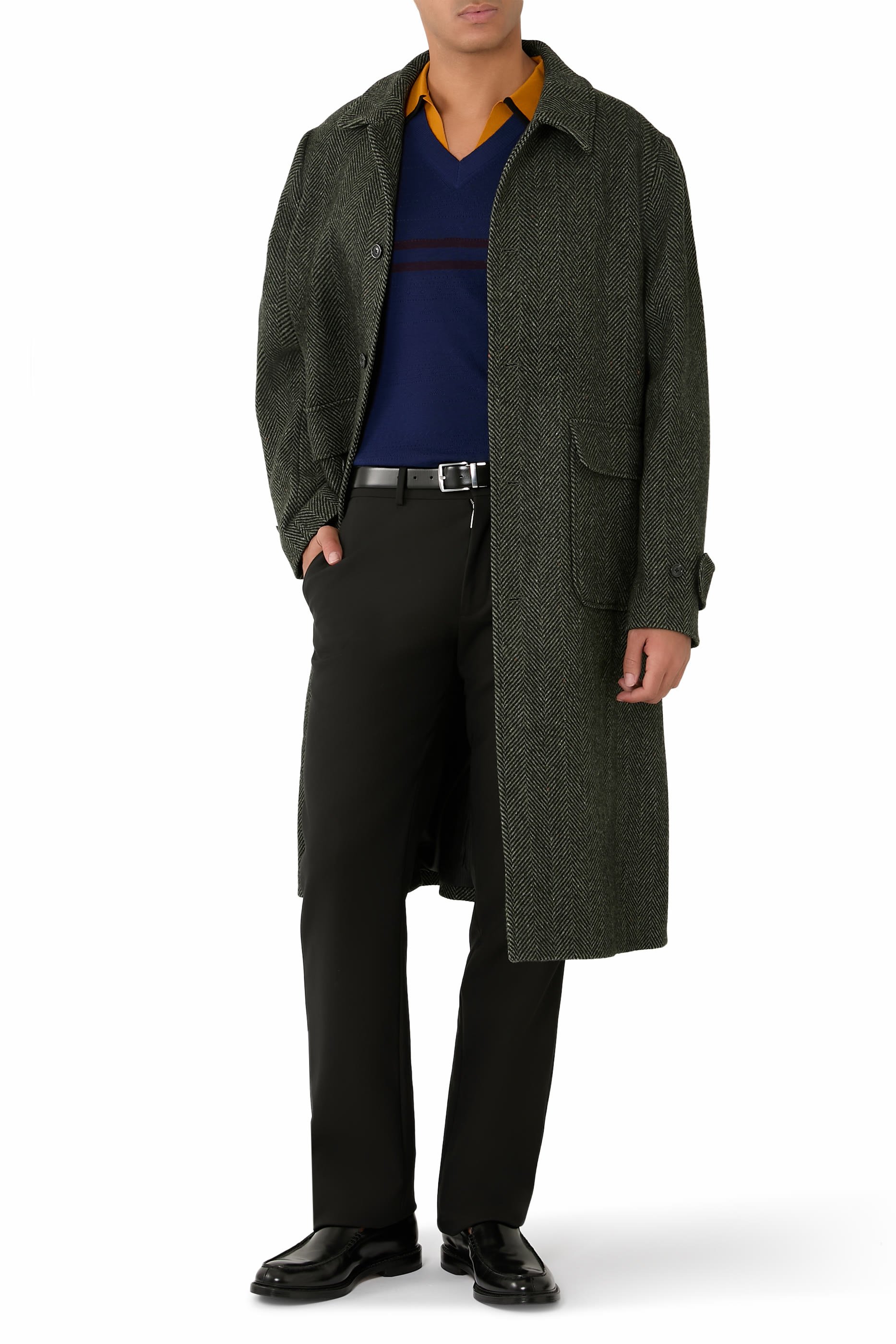 Maximilian Herringbone Wool Coat